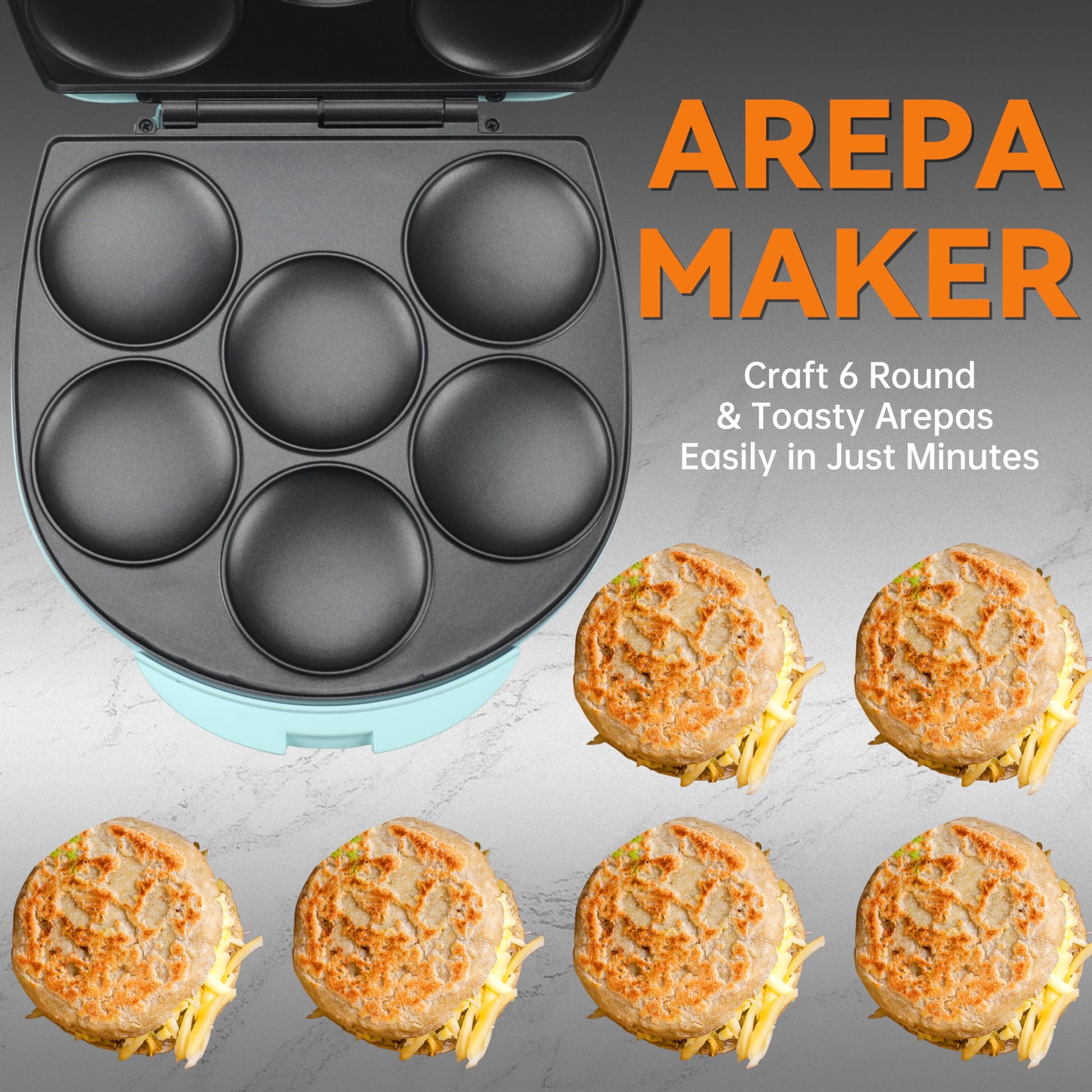 Baker's Friend - Arepas eléctrica con control de Browning Maker, mini panqueques, sartén para hacer panqueques, Tostiarepa, hace empanadas de maíz, Arepas, mini panqueques, huevos fritos, sándwiches