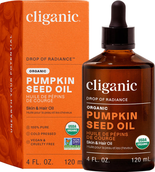 Cliganic Organic Pumpkin Seed Oil, 100% Pure - for Face & Hair | Natural Cold Pressed Unrefined, Cliganic, SKIN_MOISTURIZER, Aceite, 1 Unidades