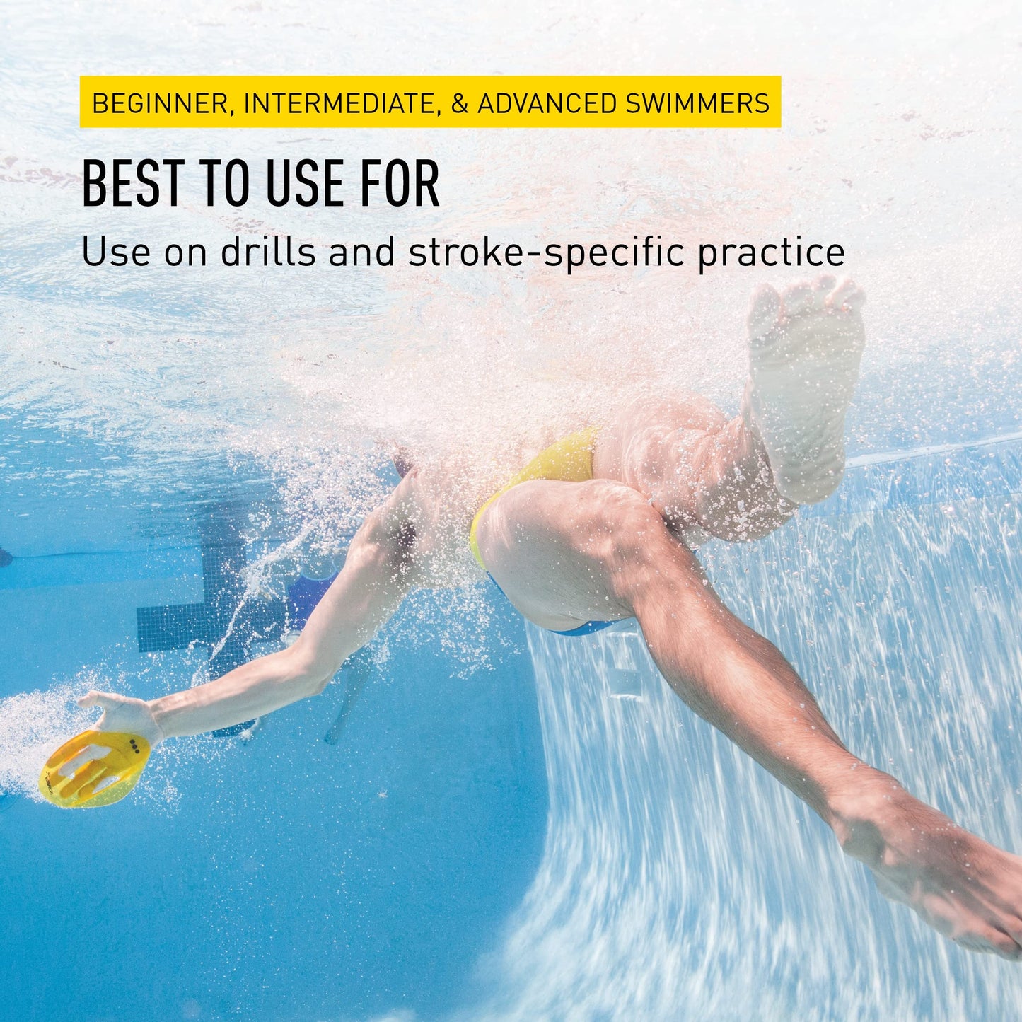 Finis ISO - Pala de Entrenamiento para natación, Color Negro y Dorado, Grande