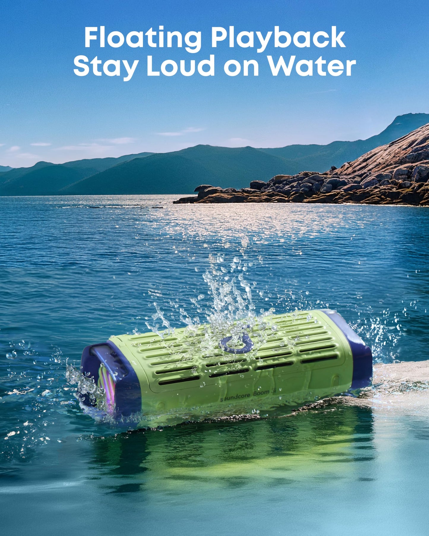 Soundcore by Anker Boom 3i Bocina Bluetooth Portatil 16h Batería, 50W Potencia, IP68 Flotante Resistente Agua Salada, BassUp 2.0, Bluetooth 5.3, TWS — Ideal para Pesca, Camping y Exteriores