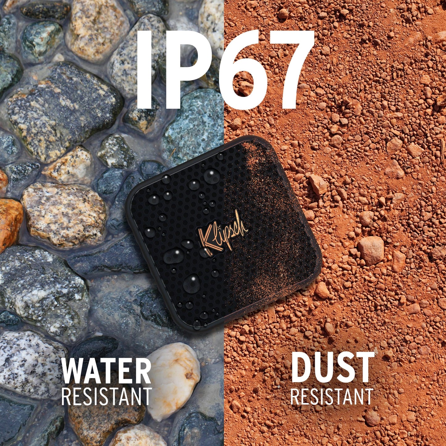 Klipsch - Altavoz Bluetooth portátil Austin con Driver de Rango Completo de 1.5 Pulgadas, clasificación IP67 de Polvo y Impermeable, 12 Horas de Tiempo de Juego para una Experiencia de Concierto en