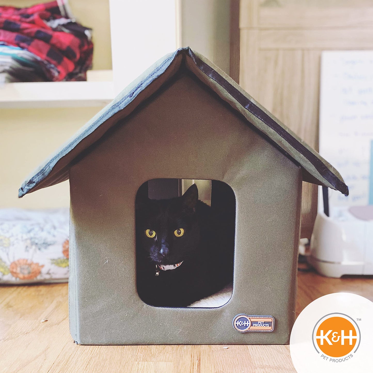 K&H Pet Products 3990 Outdoor Kitty House, 18 x 22 x 17-Inches, Unheated - Olive