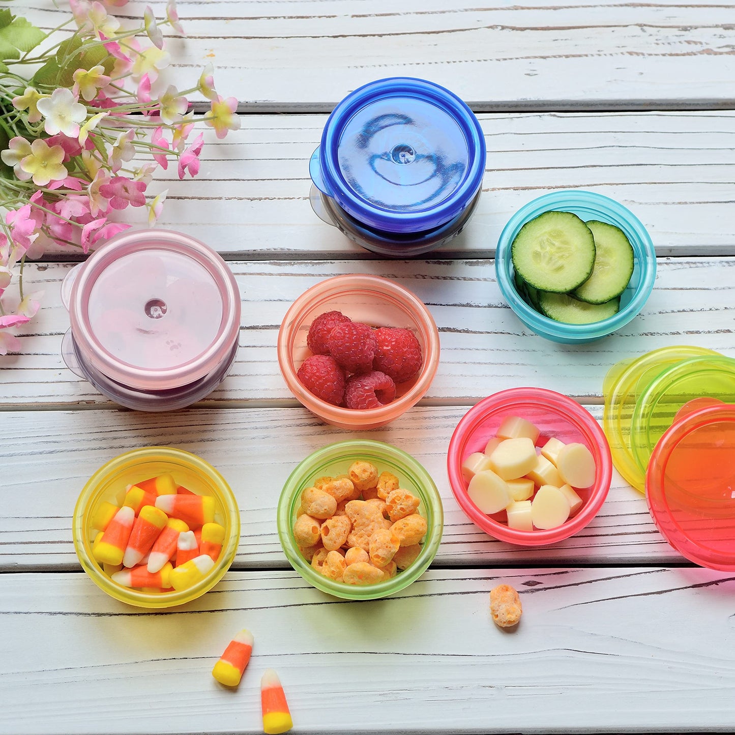 Youngever 9 juegos de almacenamiento de alimentos para bebés, recipientes de plástico para alimentos para bebés (2 onzas)