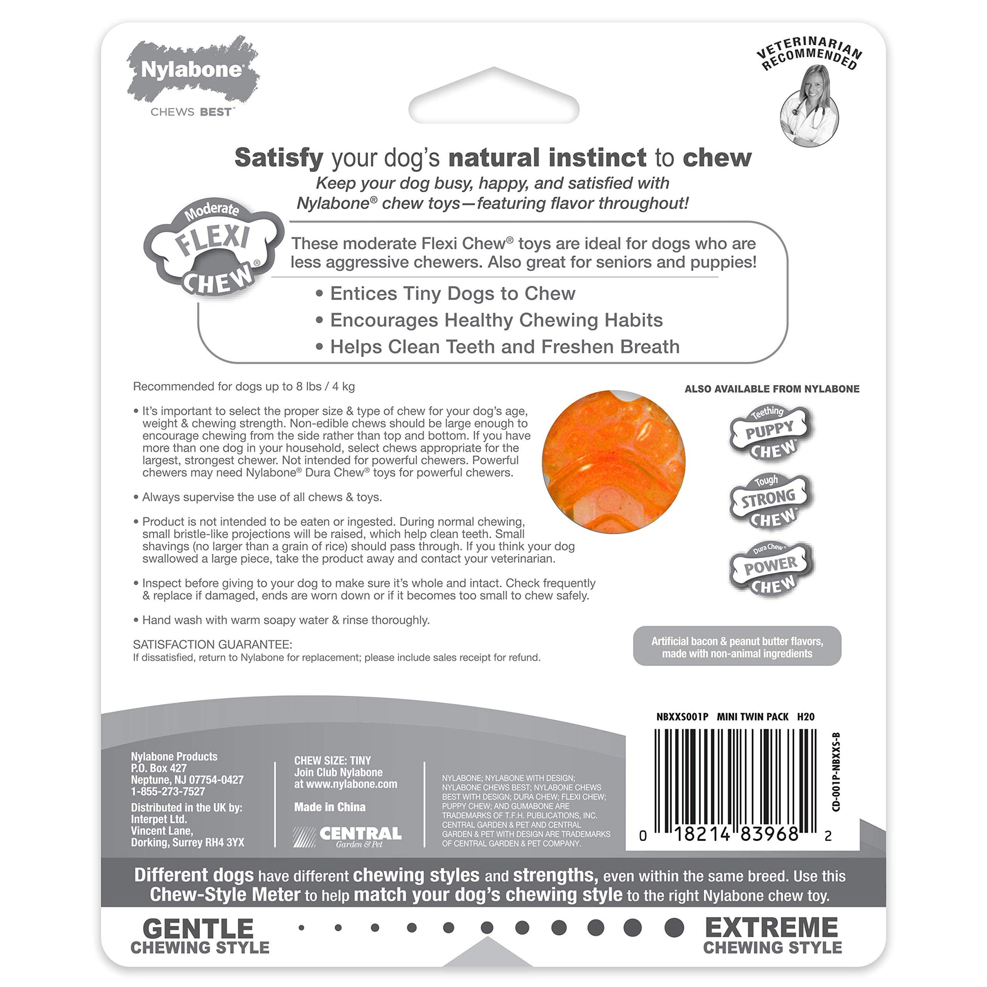 Juguete Masticable Nylabone Flexible NBXXS001P Blanco para Masticadores Moderados