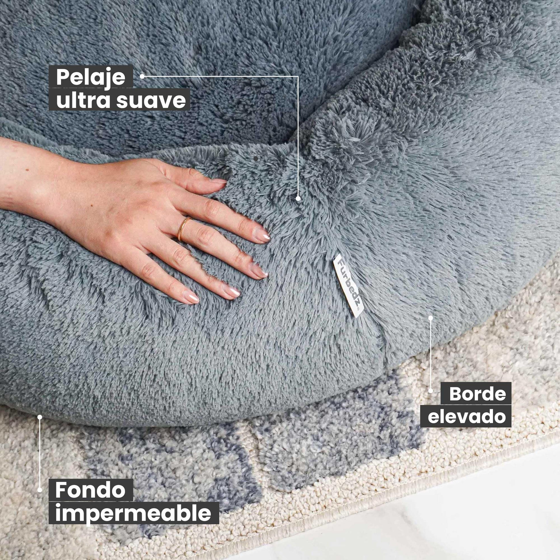 Furbedz Cama para Perro Chico, diseño antiestrés, Cama Lavable con Funda extraíble intercambeable, Felpa ultrasuave, Forro Interno, Soporte ortopédico Memory Foam, Base Impermeable