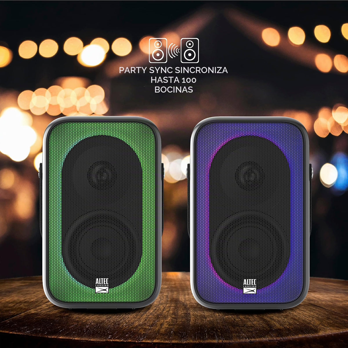 Altavoz Inalámbrico Altec Lansing Negro 60W Bluetooth con Sincronización de Fiesta y Modos LED Multiples