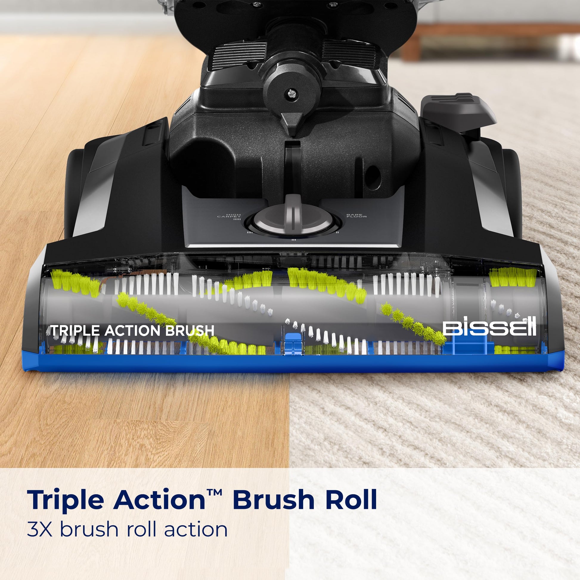 Bissell CleanView - Aspiradora giratoria con Rodillo de Cepillo para Polvo de Triple acción, dirección giratoria, Varilla de extensión, Tanque de Suciedad fácil de aspiradora, Sistema de succión