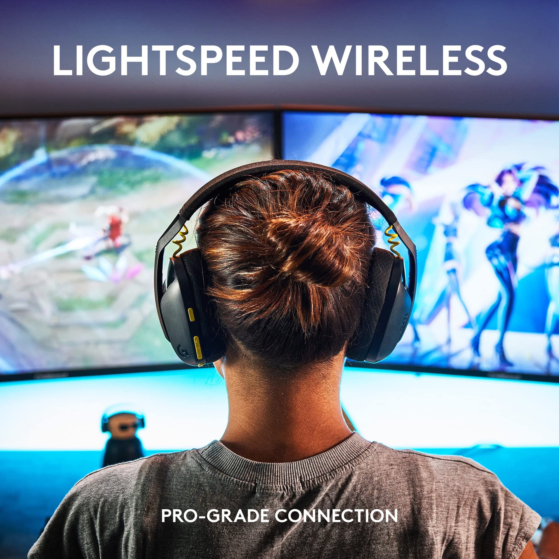 Logitech G435 LIGHTSPEED Audífonos Inalámbricos Gaming Bluetooth - Ligeros, on-ear, micrófonos integrados, batería de 18 horas, compatibles con Dolby Atmos, PC, PS4, PS5, Celular - Negro