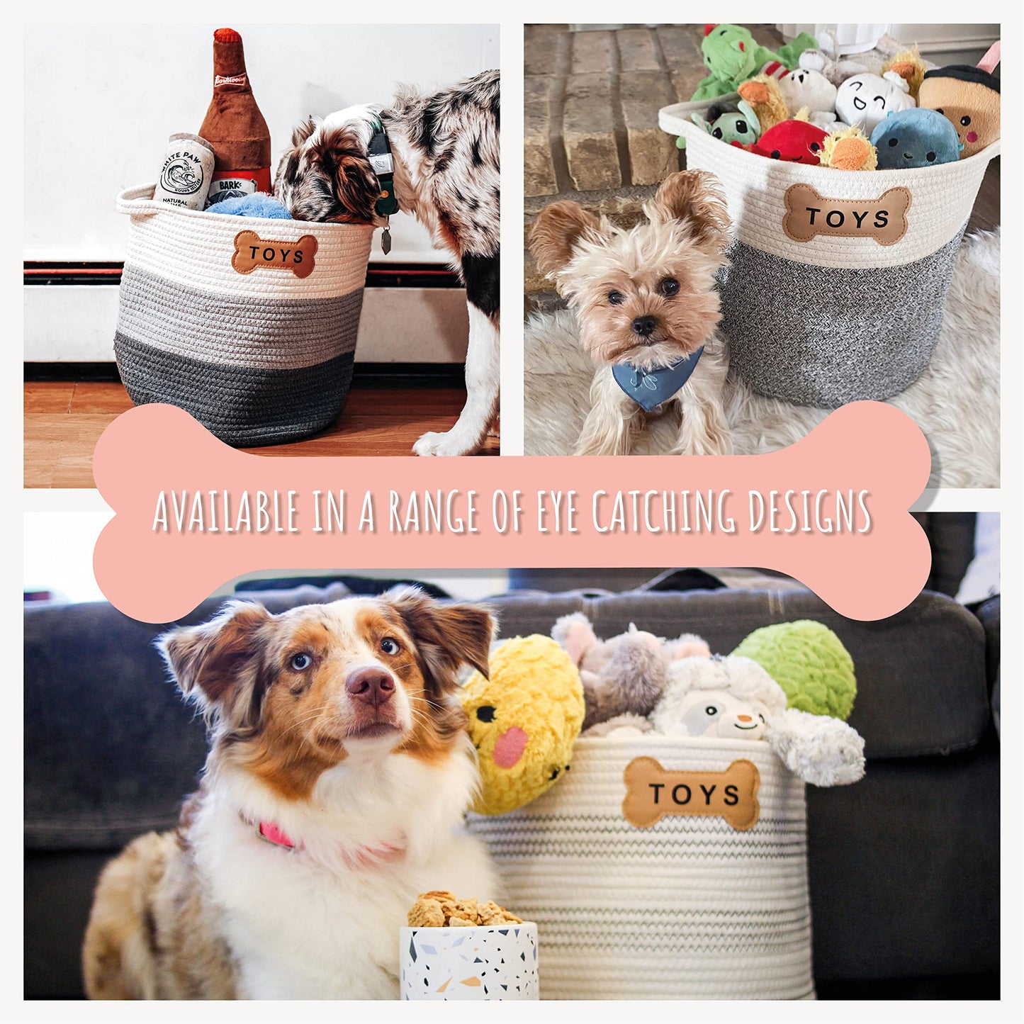 Almacenamiento de Juguetes Park Life Designs Rayas Blanca Gris para Mascotas