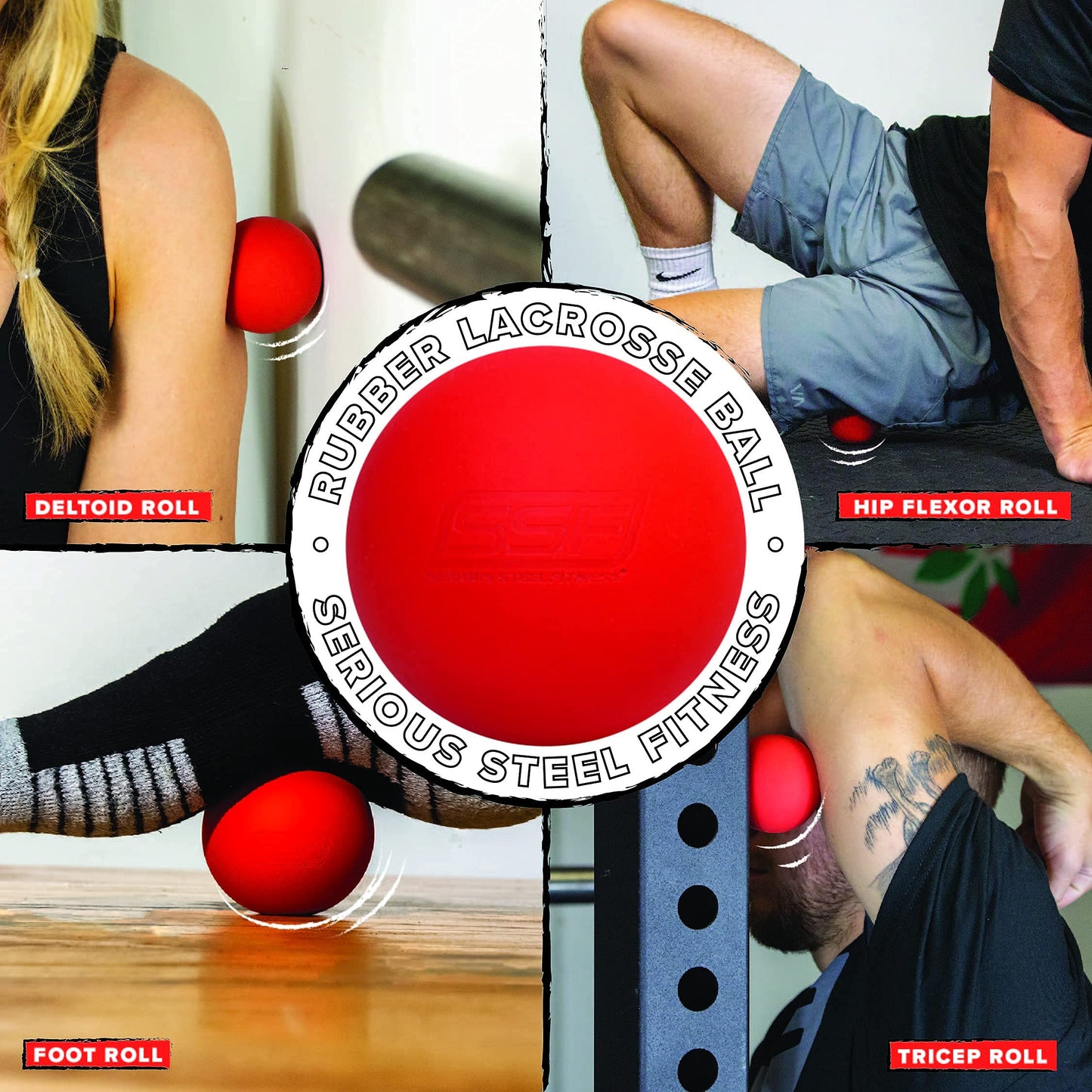 Pelota de Masaje Fitness Acero Roja para Liberación Muscular Profunda