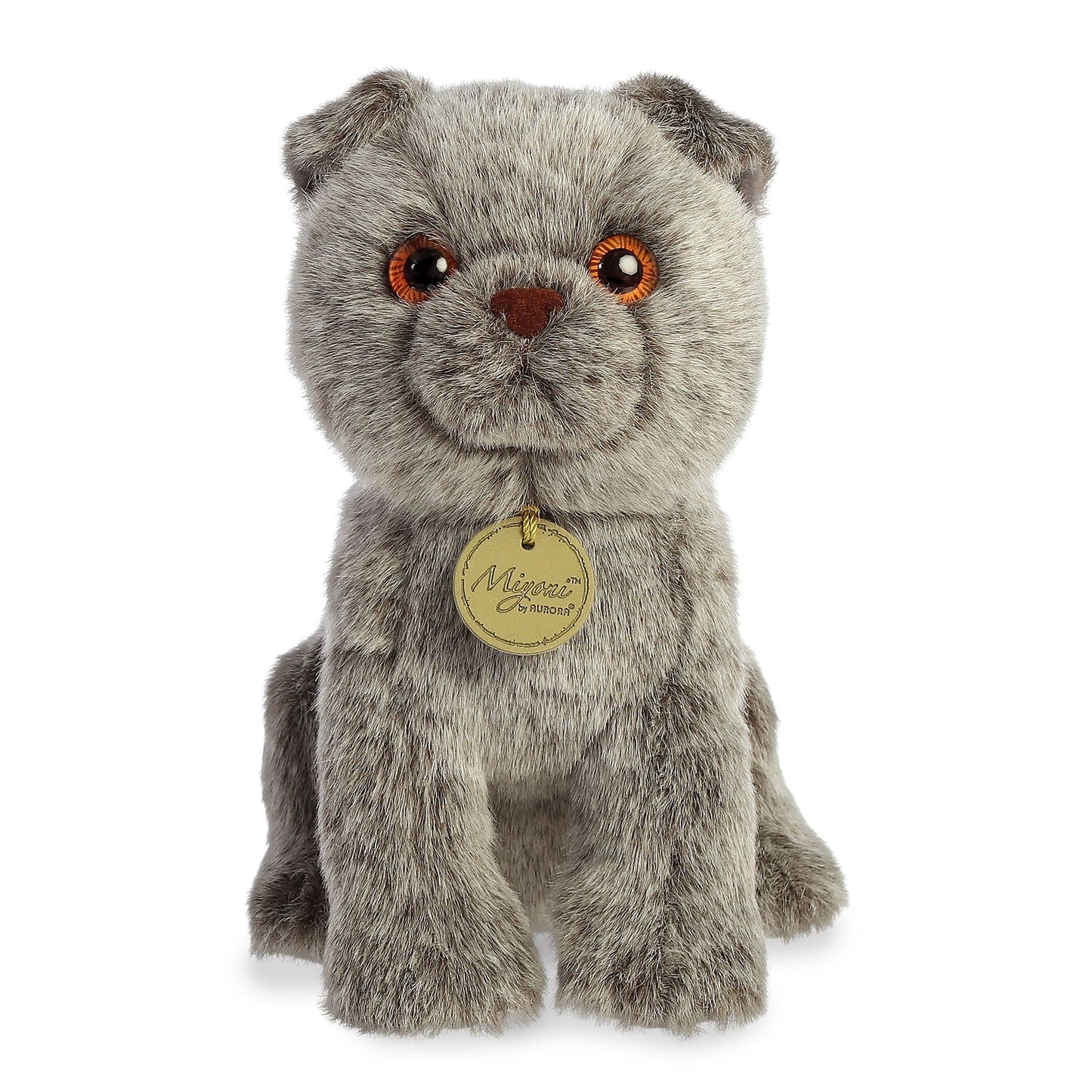 Aurora® Adorable Miyoni® - Peluche Plegable escocés - Detalle Realista - Compañía apreciada - Gris 9 Pulgadas