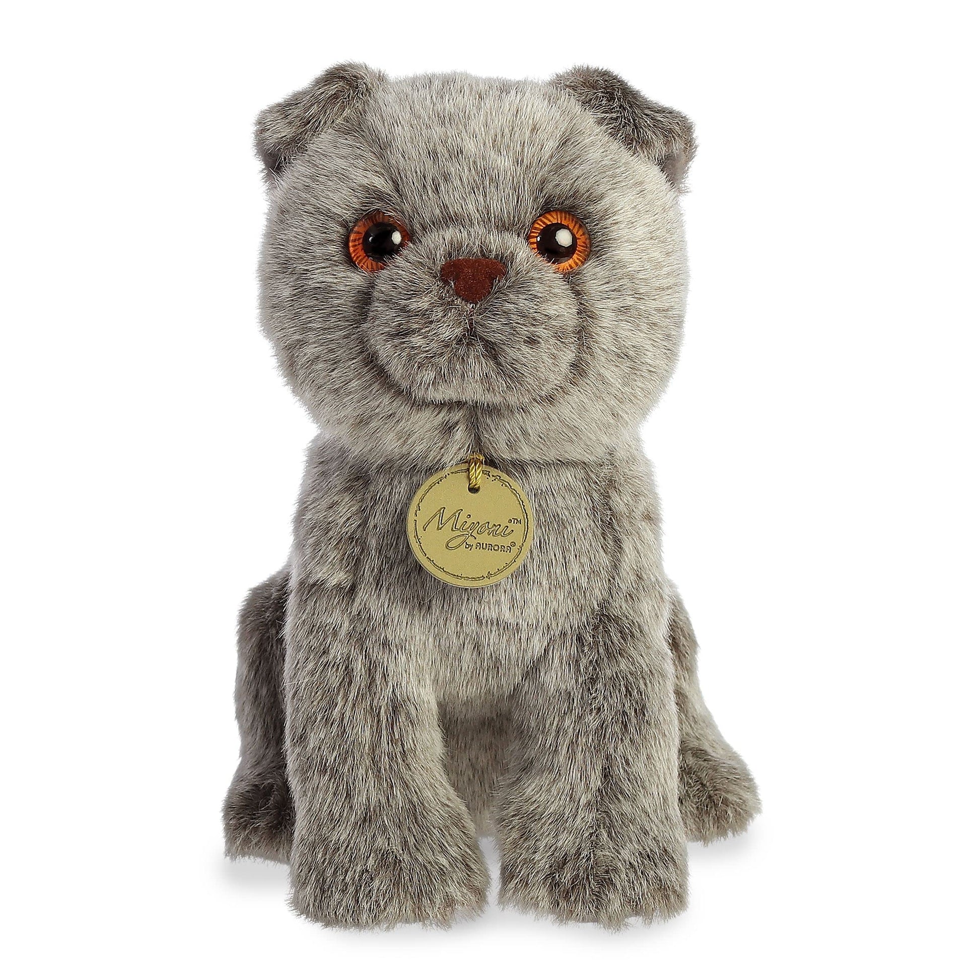Aurora® Adorable Miyoni® - Peluche Plegable escocés - Detalle Realista - Compañía apreciada - Gris 9 Pulgadas