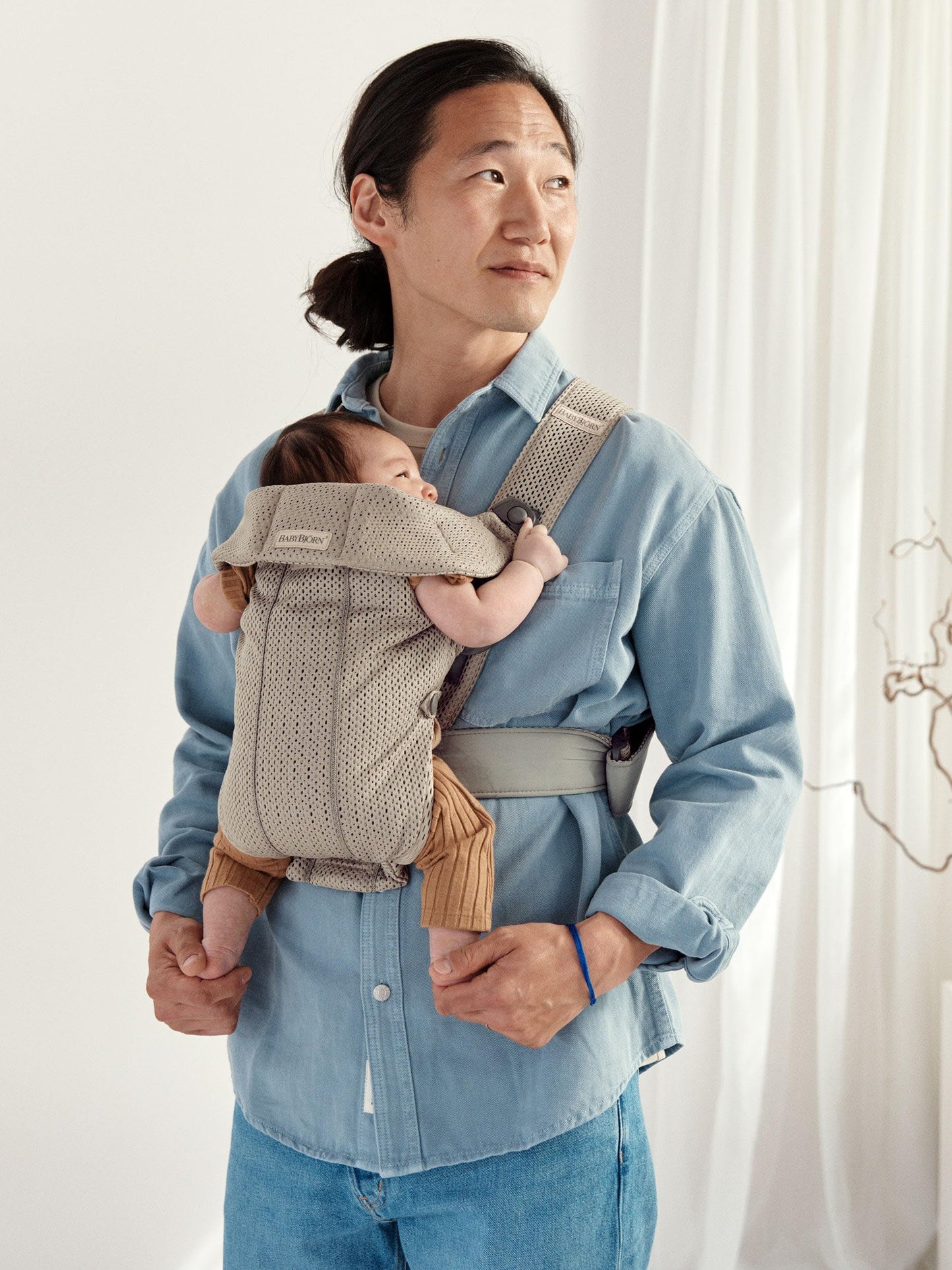 BABYBJÖRN Portabebés pequeño, Malla 3D, Greige