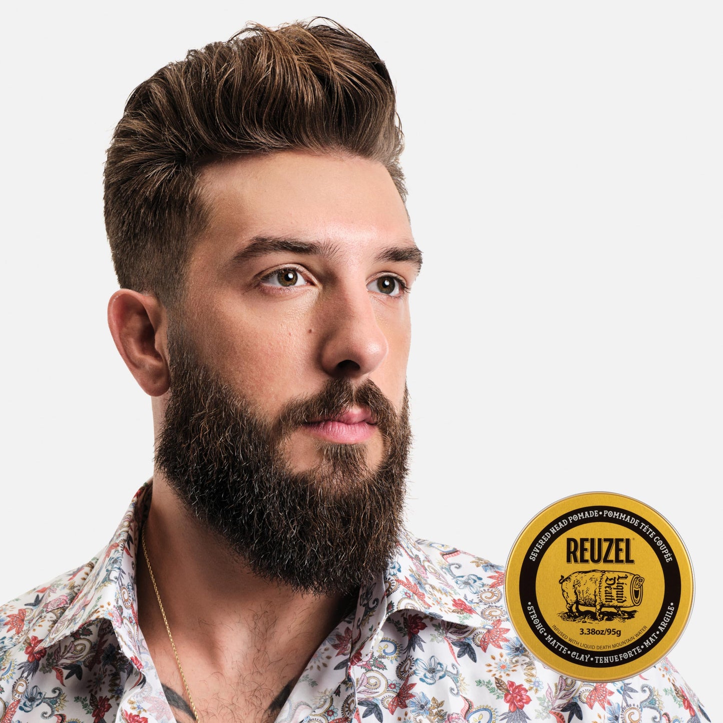 Reuzel Liquid Death Severed Head Pomade - Hair Pomade for Men with Argan Oil and Aloe - Non-Sticky and Non-Greasy Clay Pomade - Strong Hold - 95.8 g