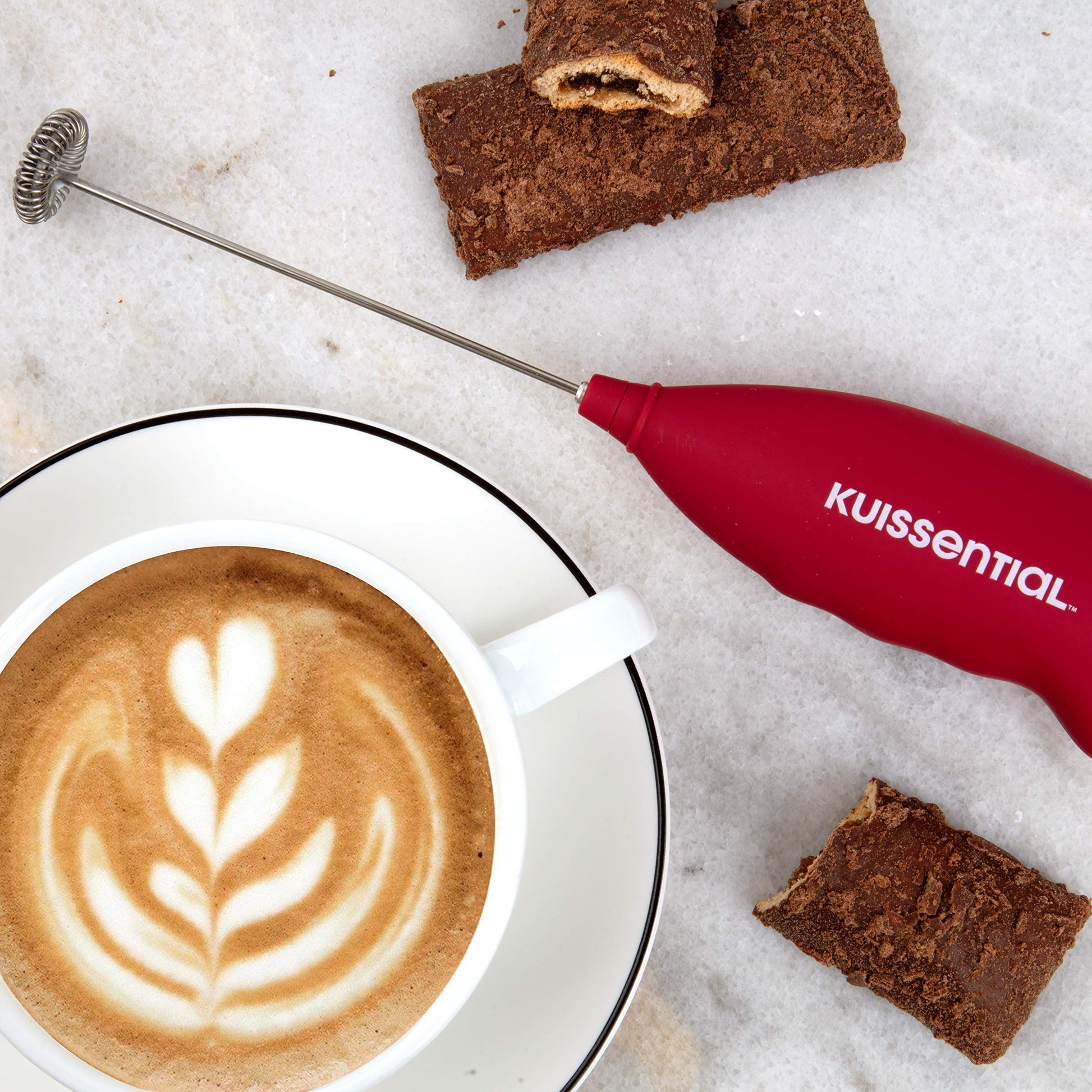 Kuissential - Espumador de Leche eléctrico de Acero Inoxidable, 2 Unidades, Slickfroth 2.0, Potente Fabricante de Espuma portátil a batería para Capuchino, Latte, Chocolate Caliente