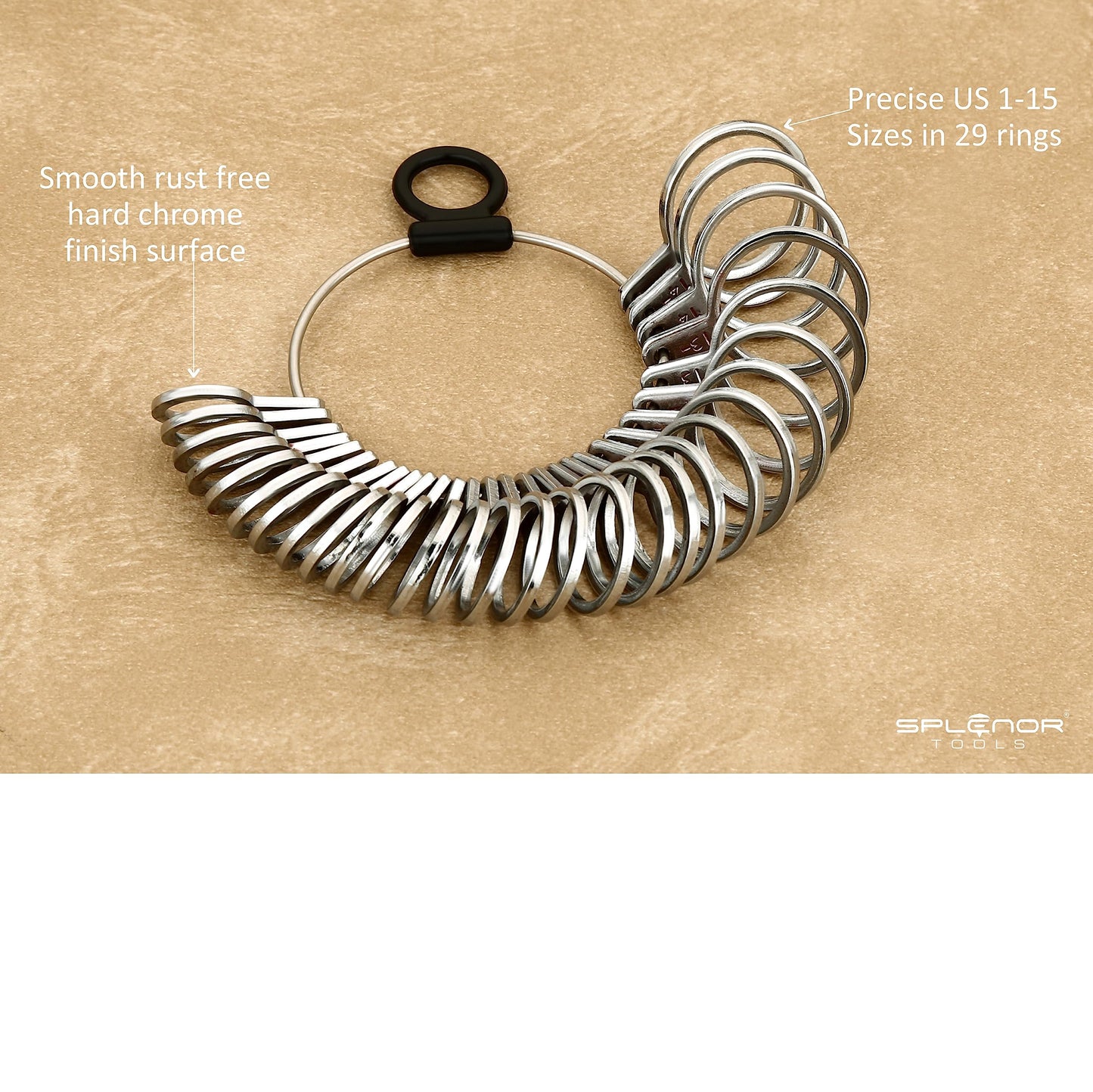 Medidor de Dedos Splenor Tools Acero Inoxidable y Acero Inoxidable SS RM