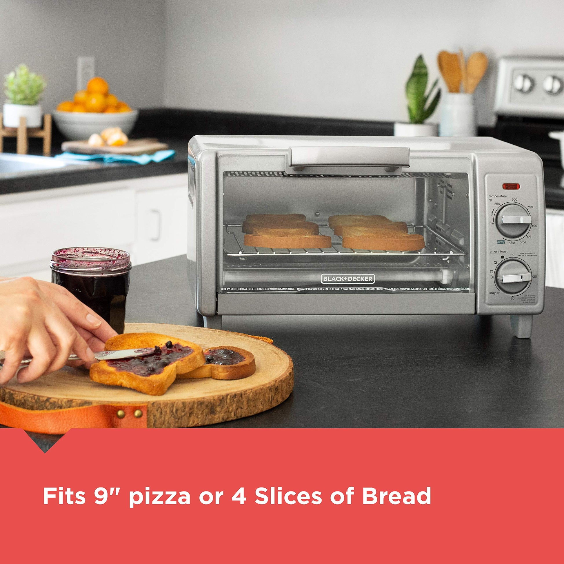 BLACK+DECKER TO1785SG - Tostador de 4 rebanadas, color gris