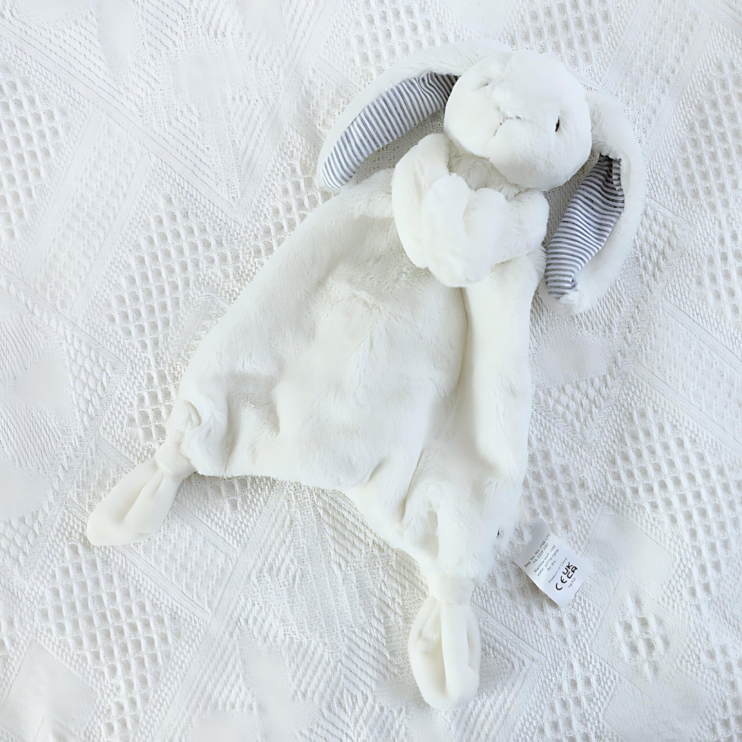 Carlsen. Conejo de Peluche Super Suave de Apego para Bebé, Toallita para Chupón, Conejito Abrazable para Dormir, Bunny Plush. (Blanco)
