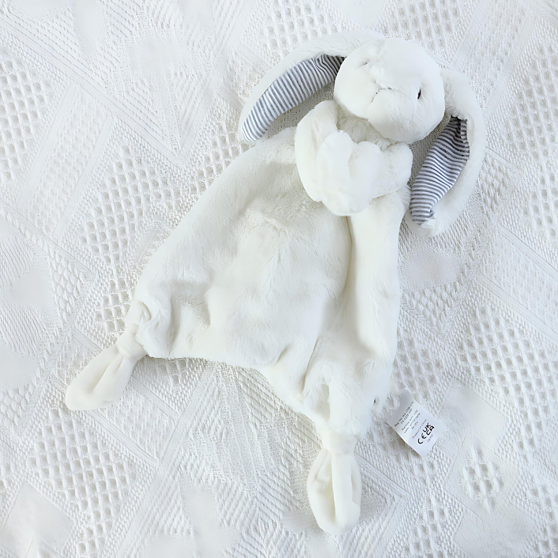 Carlsen. Conejo de Peluche Super Suave de Apego para Bebé, Toallita para Chupón, Conejito Abrazable para Dormir, Bunny Plush. (Blanco)
