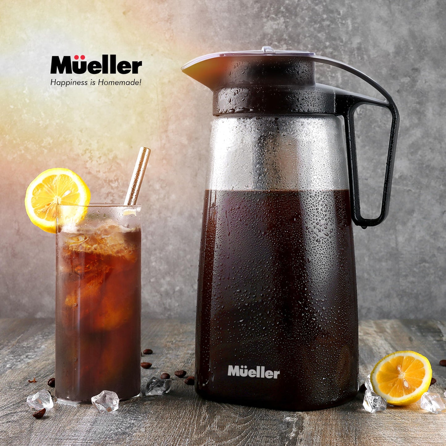 Cafetera Helado Mueller Transparente Jarra Tritan Resistente a Fugas