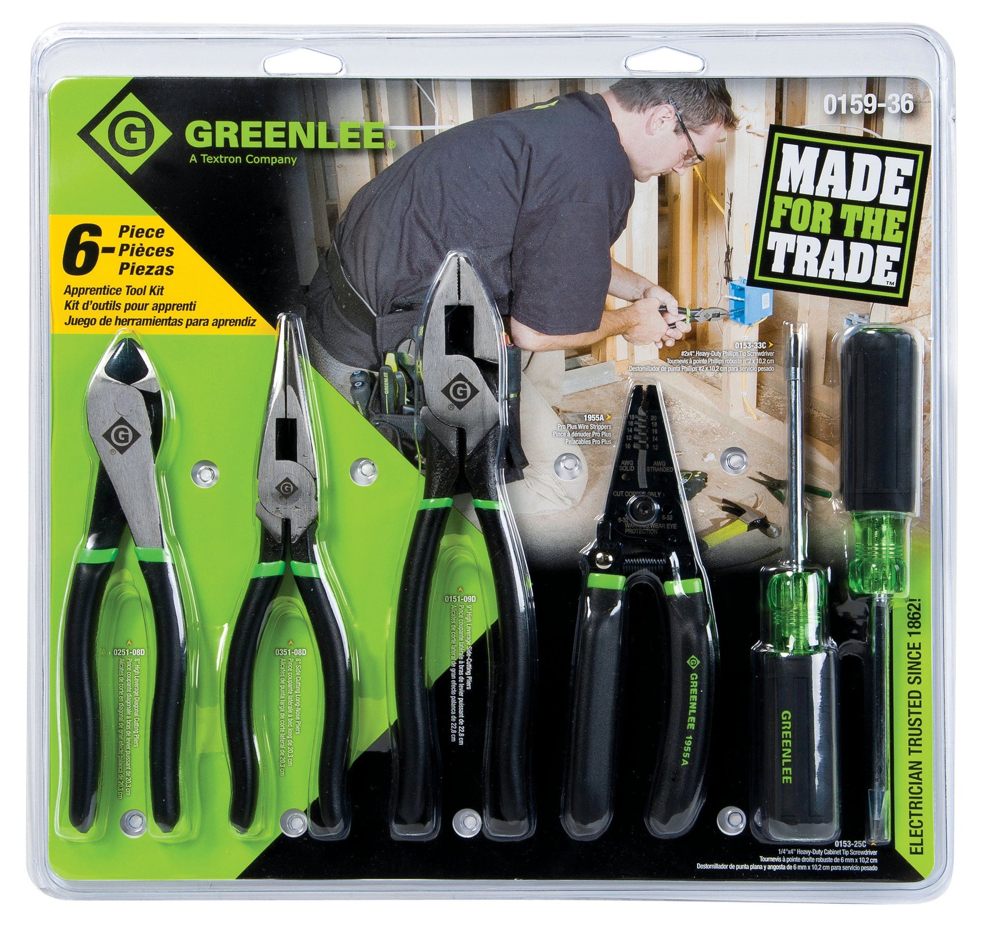 Greenlee 0159-36 Kit de herramientas manuales, seis piezas
