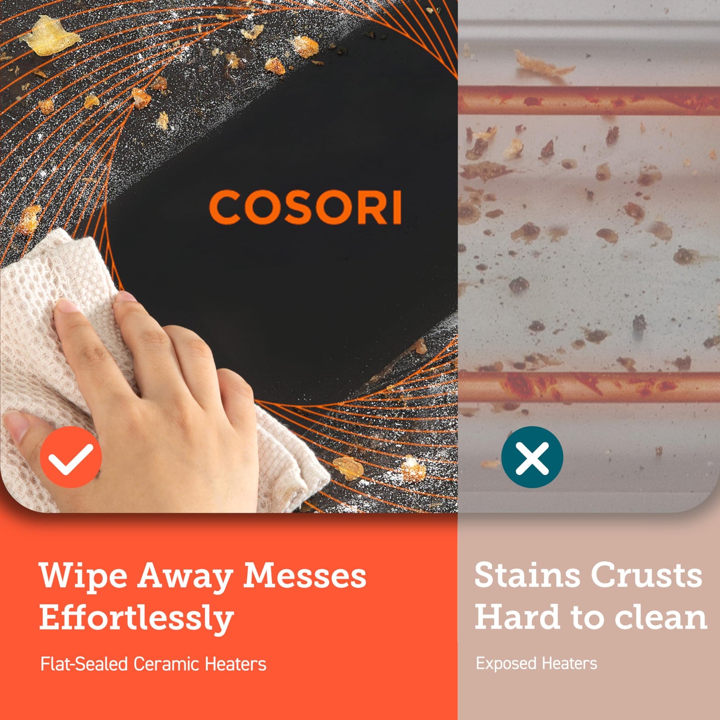 COSORI Combo de horno tostador de cerámica para freidora de aire, elementos calefactores sellados planos 11 en 1 para una fácil limpieza, innovadora función de quemador, 6 accesorios y recetas, 26