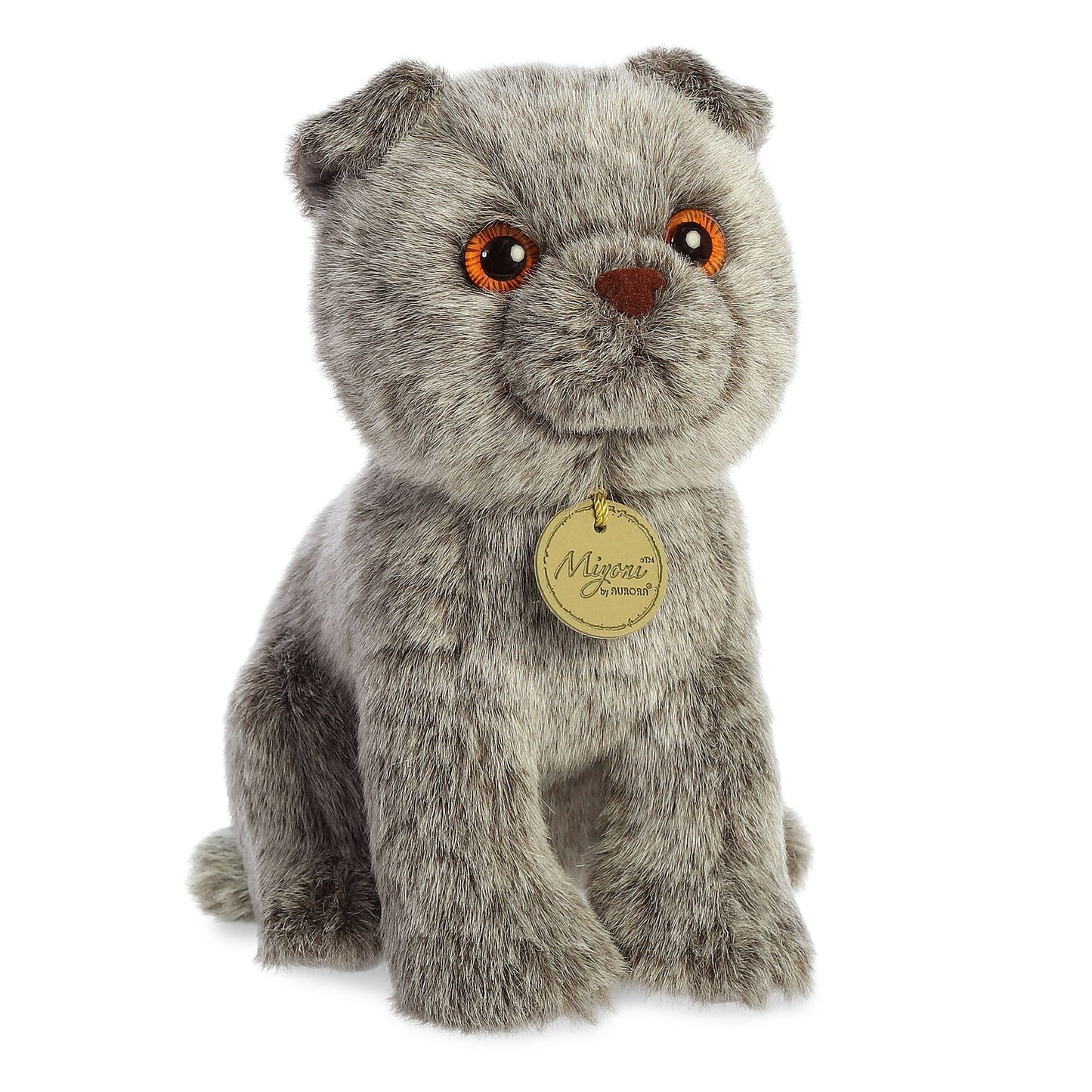 Aurora® Adorable Miyoni® - Peluche Plegable escocés - Detalle Realista - Compañía apreciada - Gris 9 Pulgadas