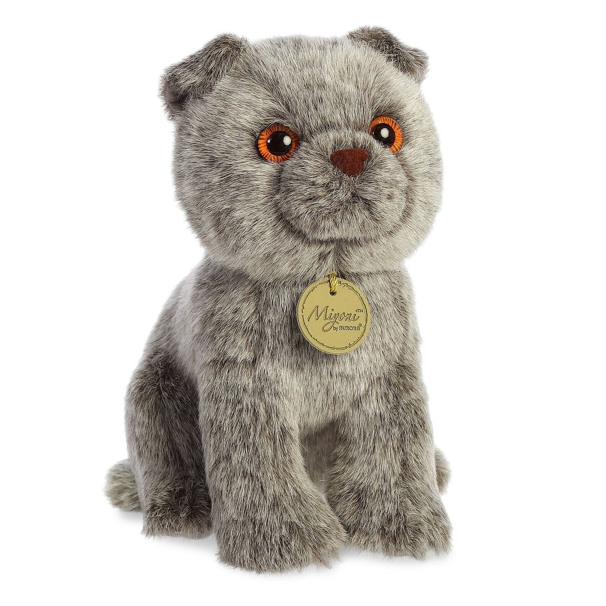 Aurora® Adorable Miyoni® - Peluche Plegable escocés - Detalle Realista - Compañía apreciada - Gris 9 Pulgadas