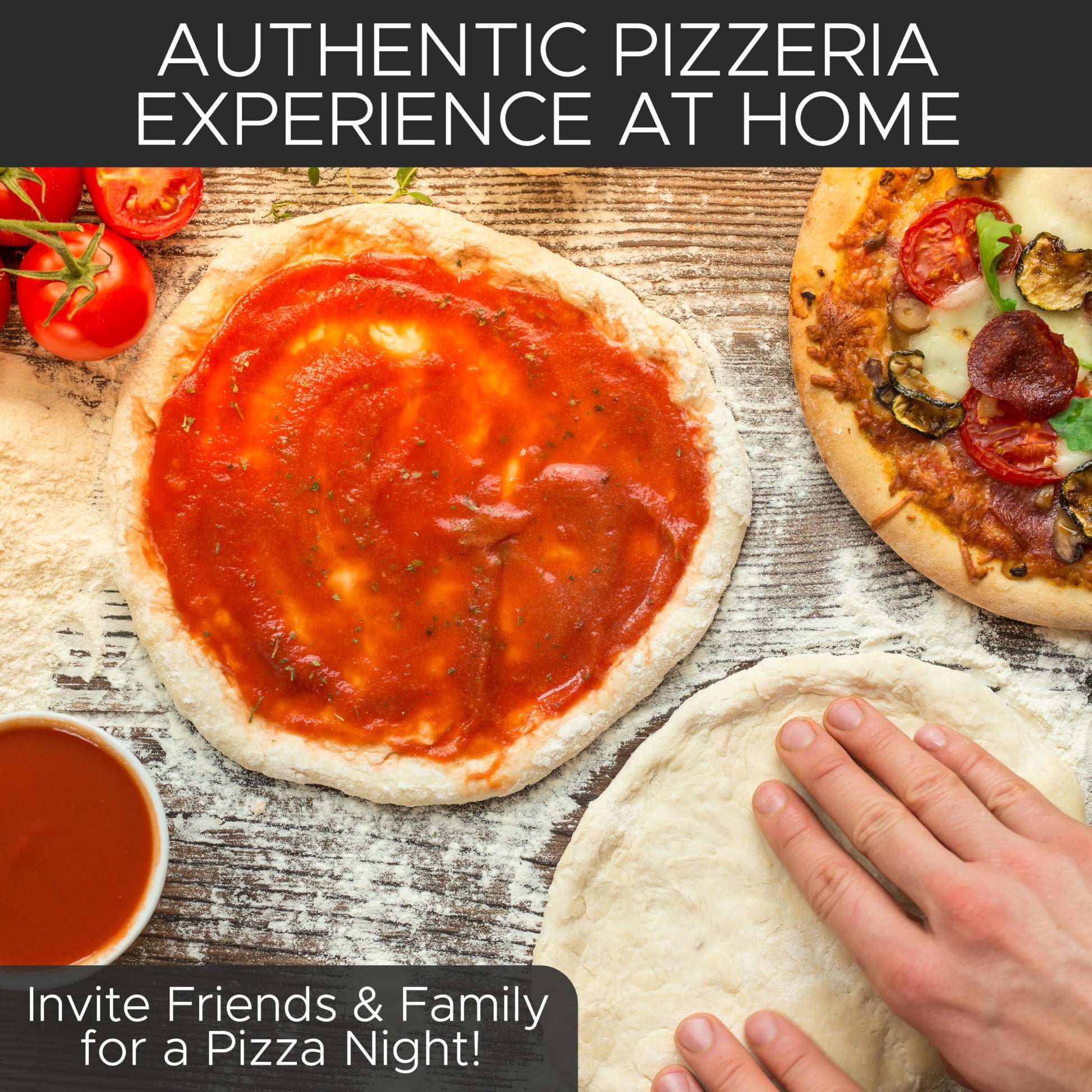 Cook With Color Horno eléctrico de pizza para interiores – Pizzera crujiente, calienta hasta 1000 °F, piedra de cerámica de 12 pulgadas, doble control de temperatura, cáscara de bambú incluida, negro