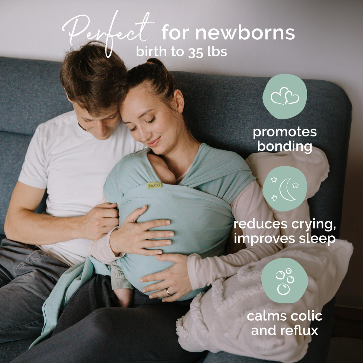Boba Baby Wrap Carrier - Original Baby Carrier Wrap Sling para Recién Nacido - Baby WearEssentials - Soporte para envolver Recién Nacido (Serenity Sea Mist)