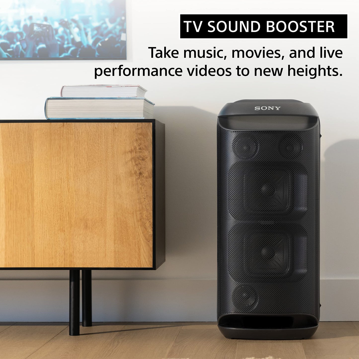 Sony SRS-XV800 X-Series Wireless Portable Bluetooth Karaoke Party Speaker IPX4 Splash-Resistant with 25 Hour-Battery, Built-in Handle and Wheels, Omnidirectional Sound, and Ambient Lights - New