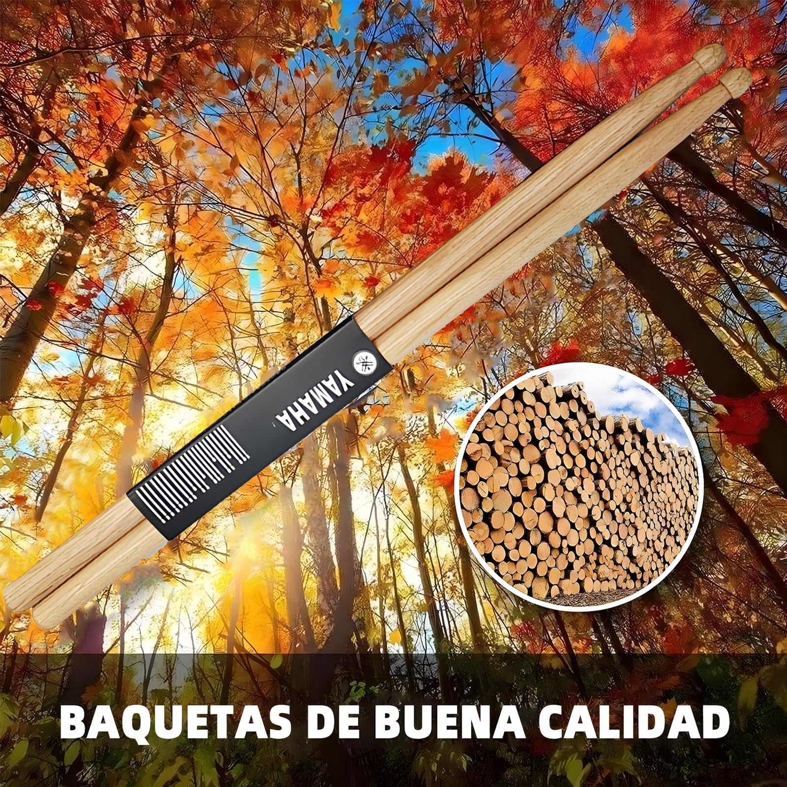 YDGAKN Baquetas para Tambor 3 Pares, Baquetas 5A Profesionales, Baquetas para Bateria 5A Profesionales Madera de Maple, Juego de baquetas para baterías acústicas o electrónicas antideslizante