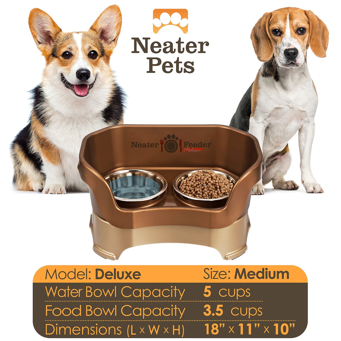Cuencos Elevados Neater Feeder Acero Inoxidable Antideslizantes para Comedor Doble