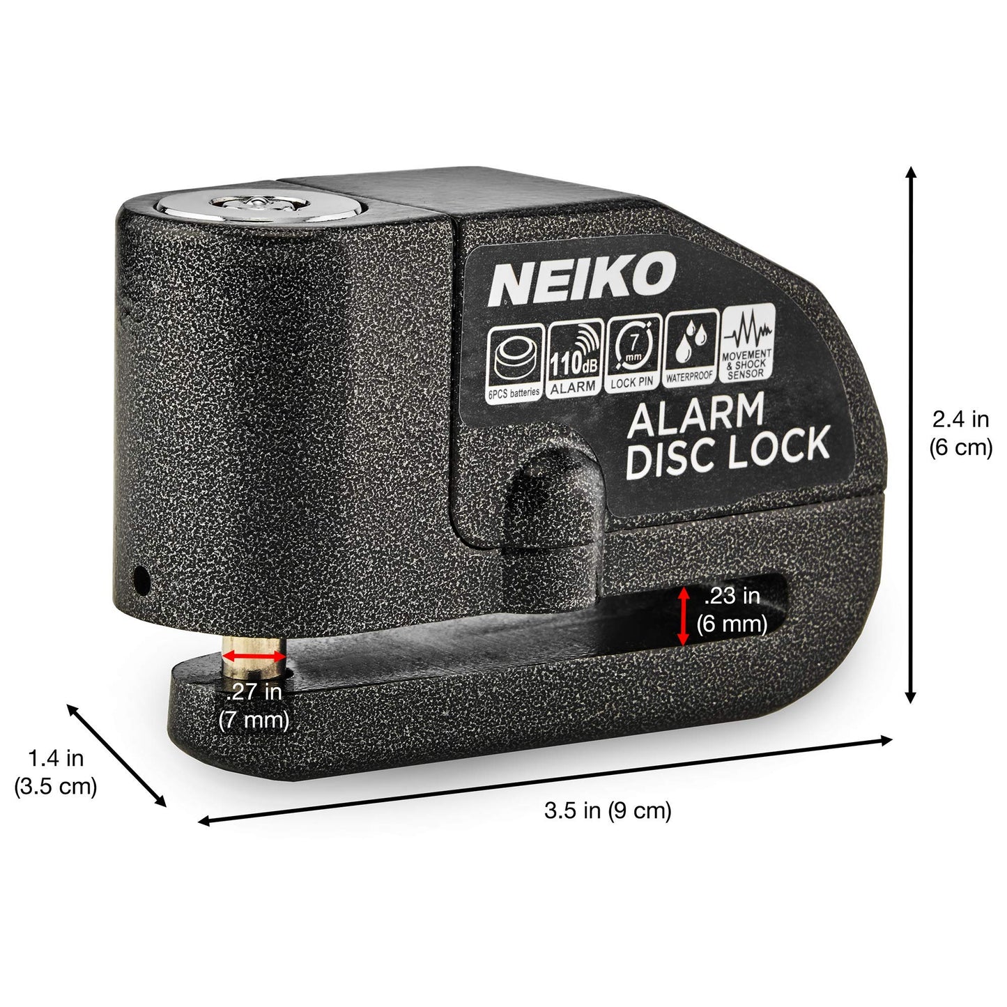 NEIKO 52908A - Candados de motocicleta antirrobo con alarma, bloqueo de disco de motocicleta con alarma, sensor de movimiento antirrobo, freno de bloqueo de seguridad, bloqueo de alarma universal para motocicletas, bicicletas y más