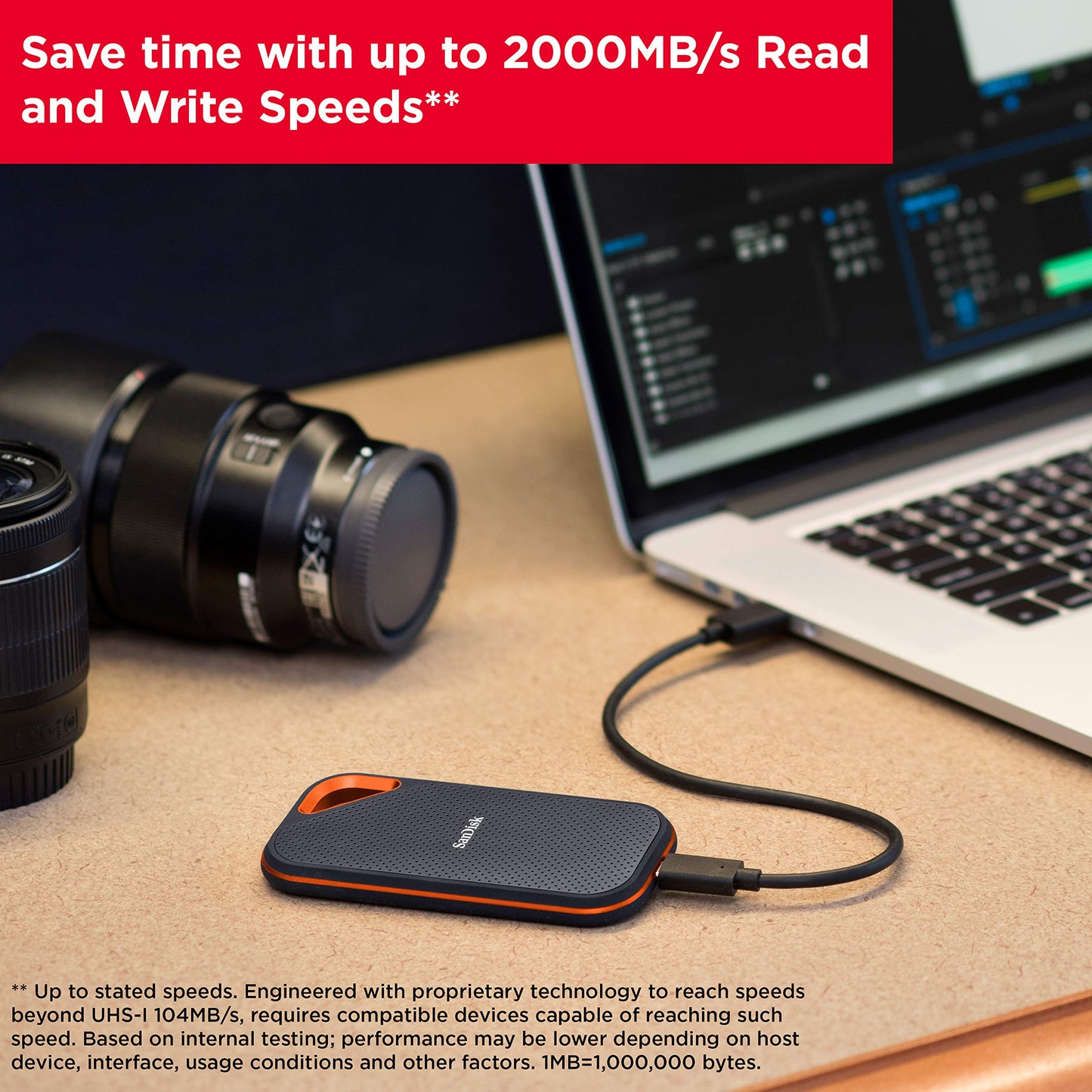 SSD Portátil SanDisk Extreme Pro 2 TB USB-C Velocidad 2000 MB/s