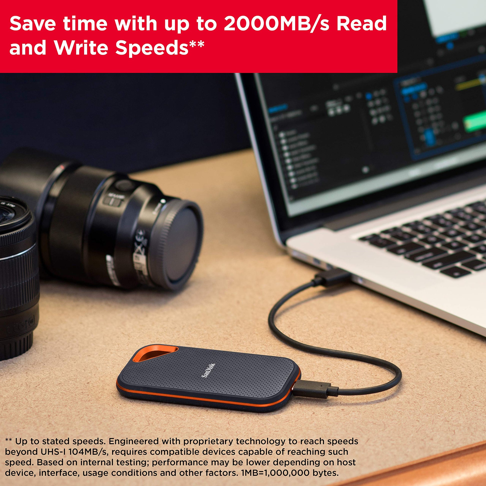 SSD Portátil SanDisk Extreme Pro 2 TB USB-C Velocidad 2000 MB/s
