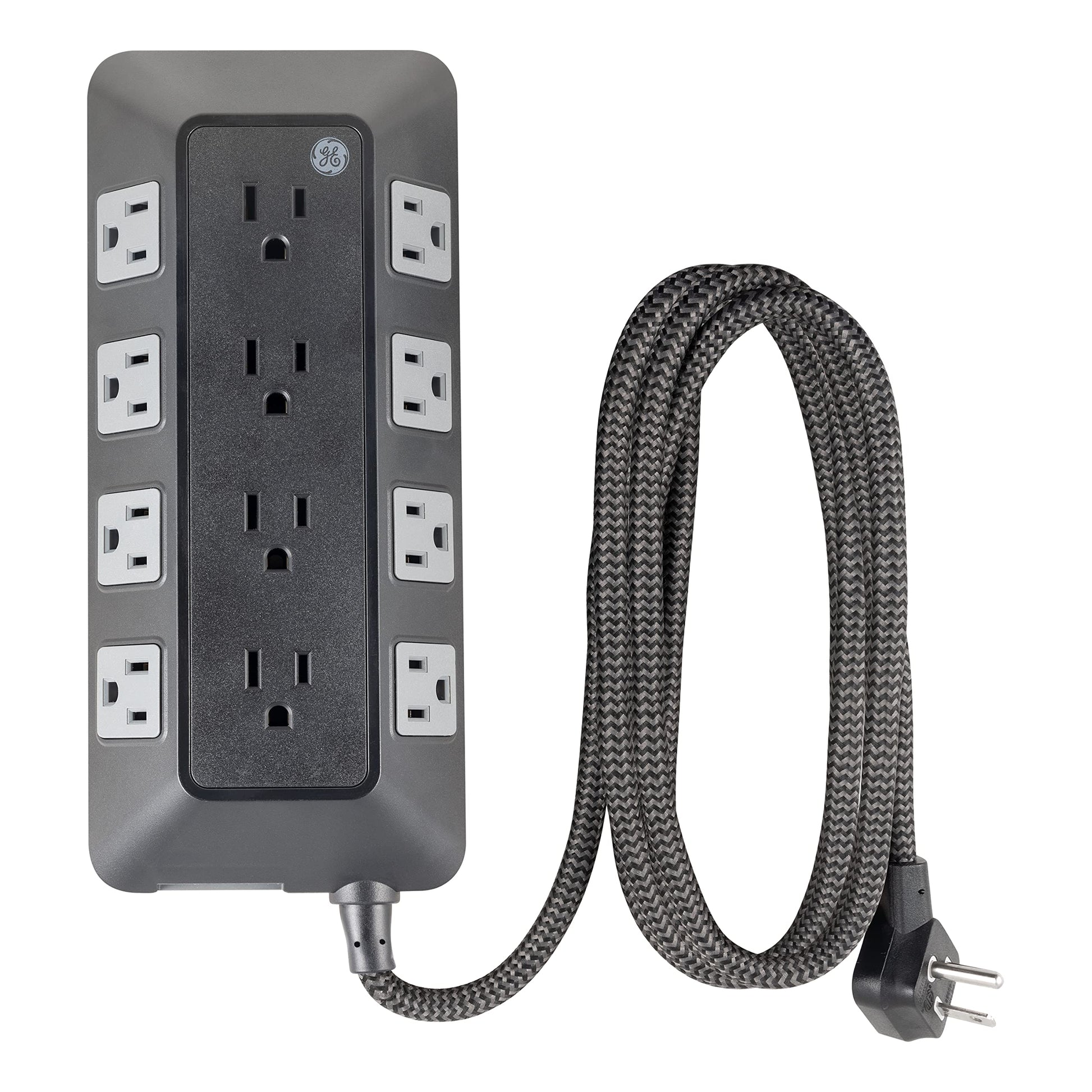 GE UltraPro Adapt 74542 - Protector de sobretensiones de 12 Tomas, Cable Trenzado de 6 pies, 3540 Julios, Negro, 74542