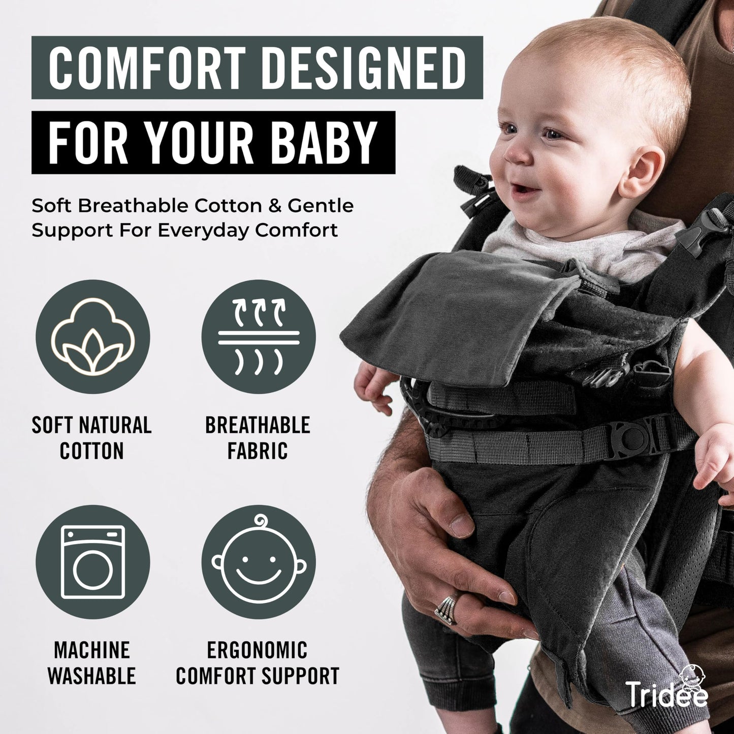 Tridee Dad - Portabebés ajustable para hombre, con cierre de cadera – Protector magnético suave para bebé, baberos recién nacidos, 2 mosquetones, correa de cintura extraíble para bebés y bebés de