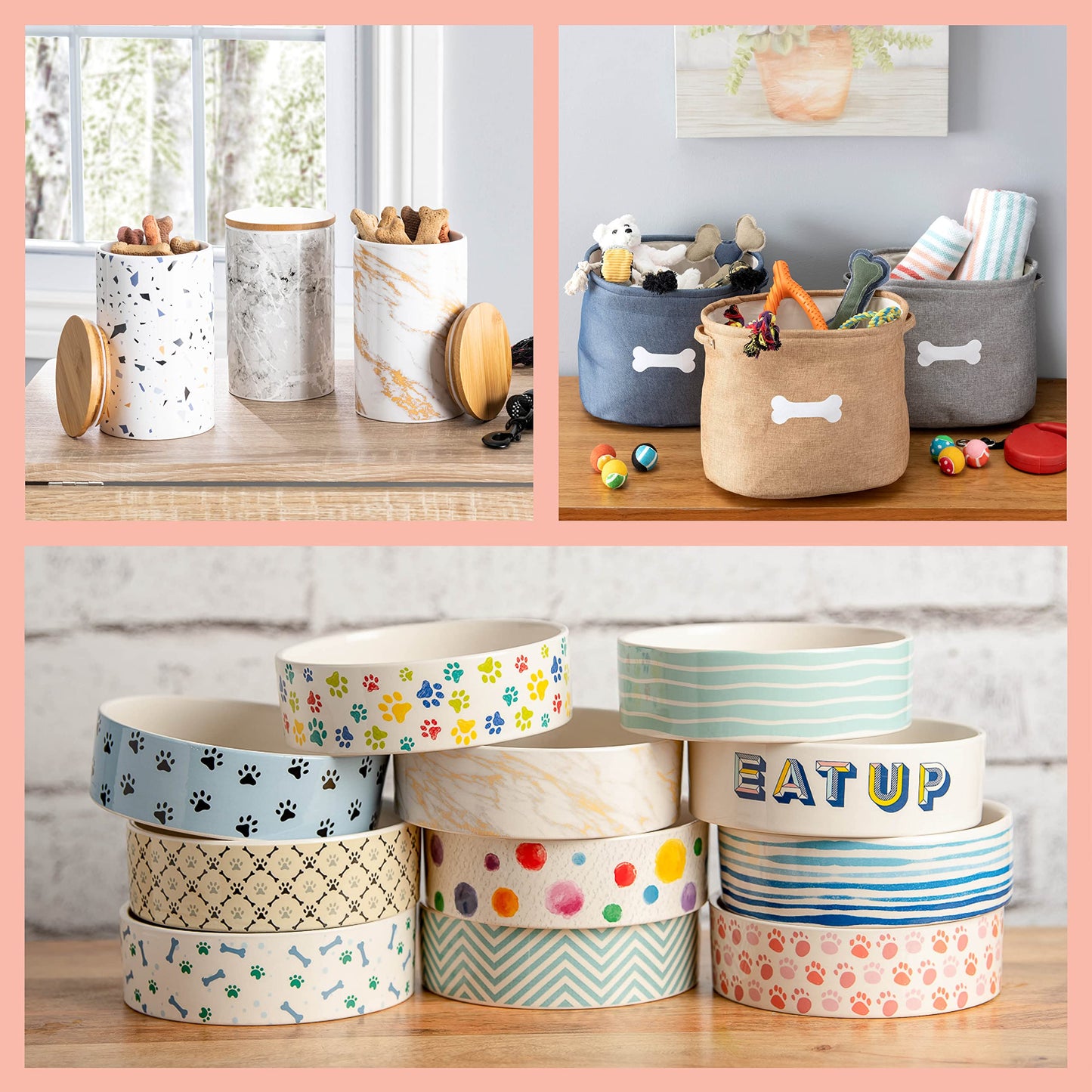 Almacenamiento de Juguetes Park Life Designs Rayas Blanca Gris para Mascotas