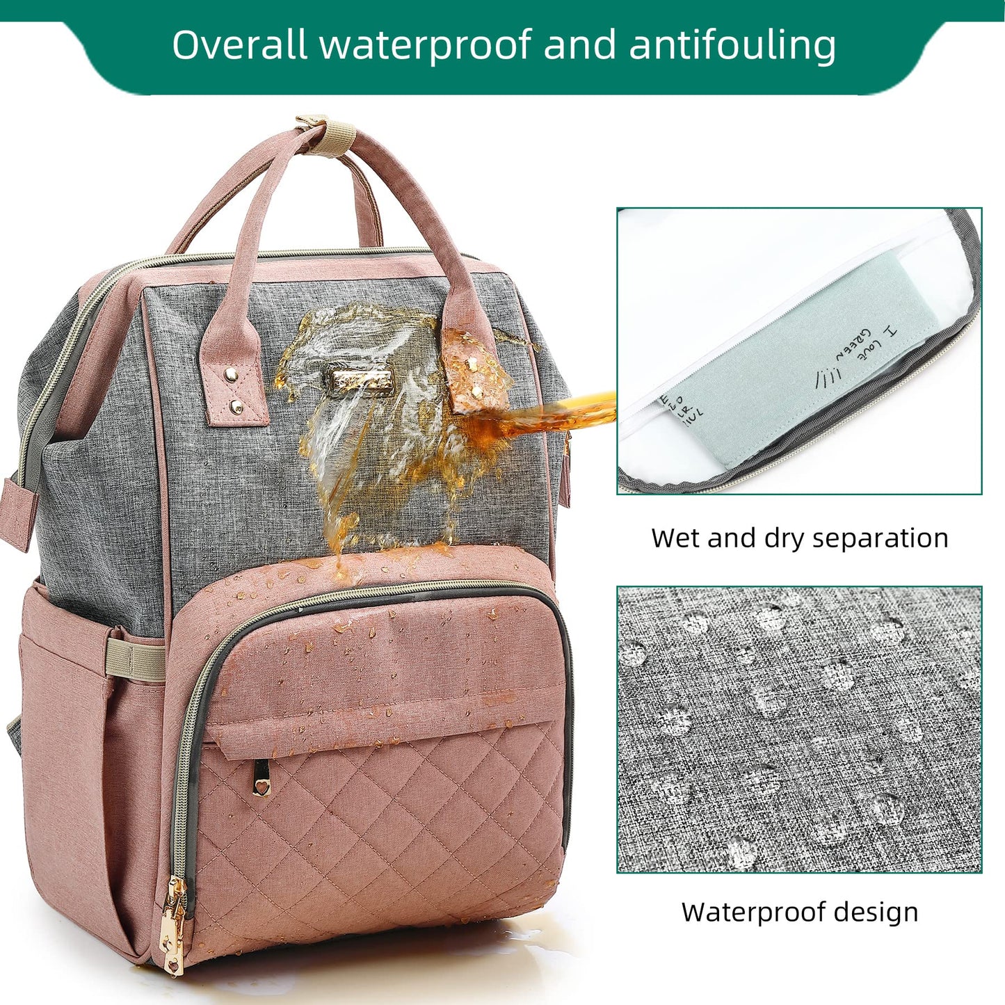 GAIVP - Mochila para pañales para bebés niñas y niños, bolsas de bebé para mamás y papás, bolsa cambiadora de pañales con bolsillos aislados, mochila impermeable multifuncional con correas de carriola