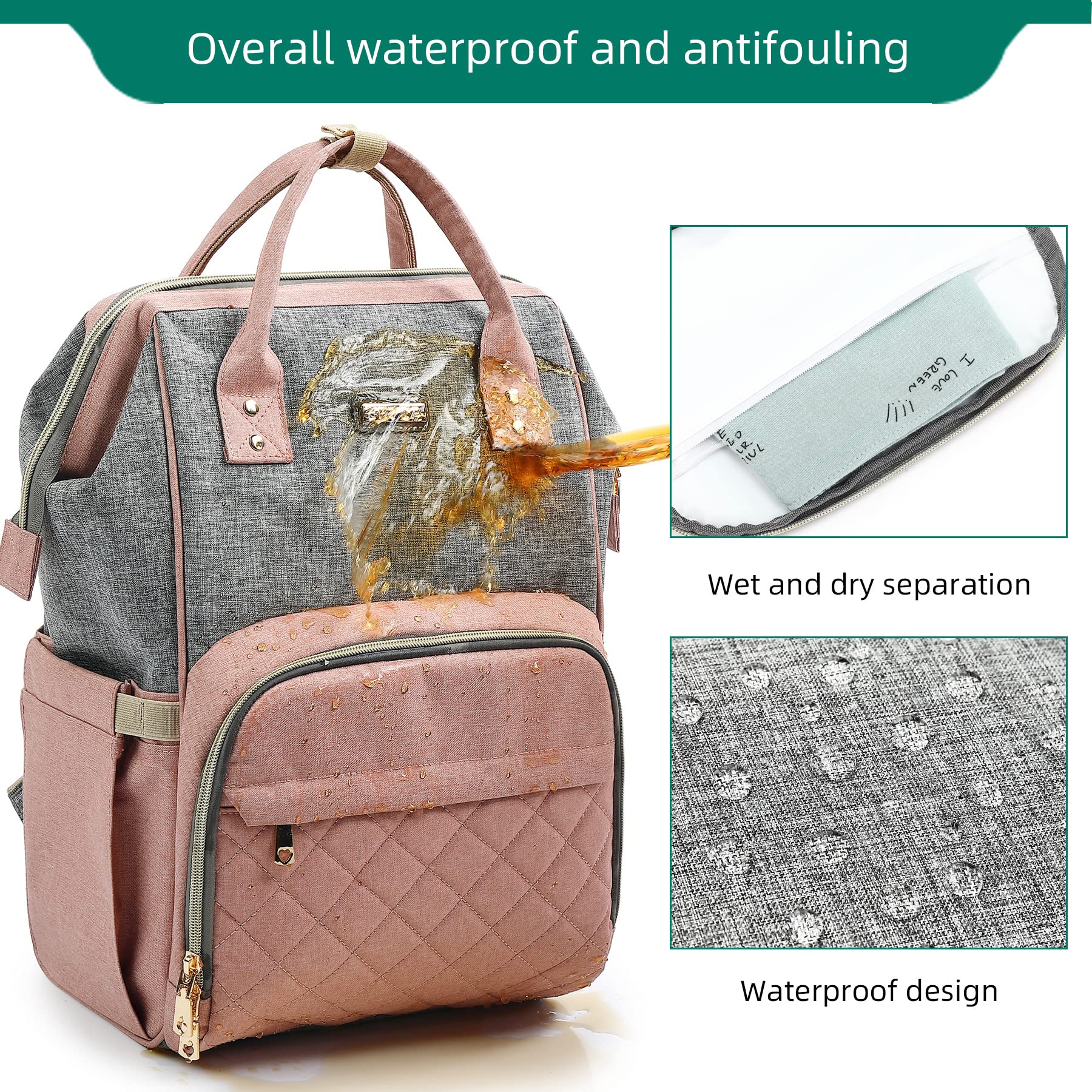 GAIVP - Mochila para pañales para bebés niñas y niños, bolsas de bebé para mamás y papás, bolsa cambiadora de pañales con bolsillos aislados, mochila impermeable multifuncional con correas de carriola