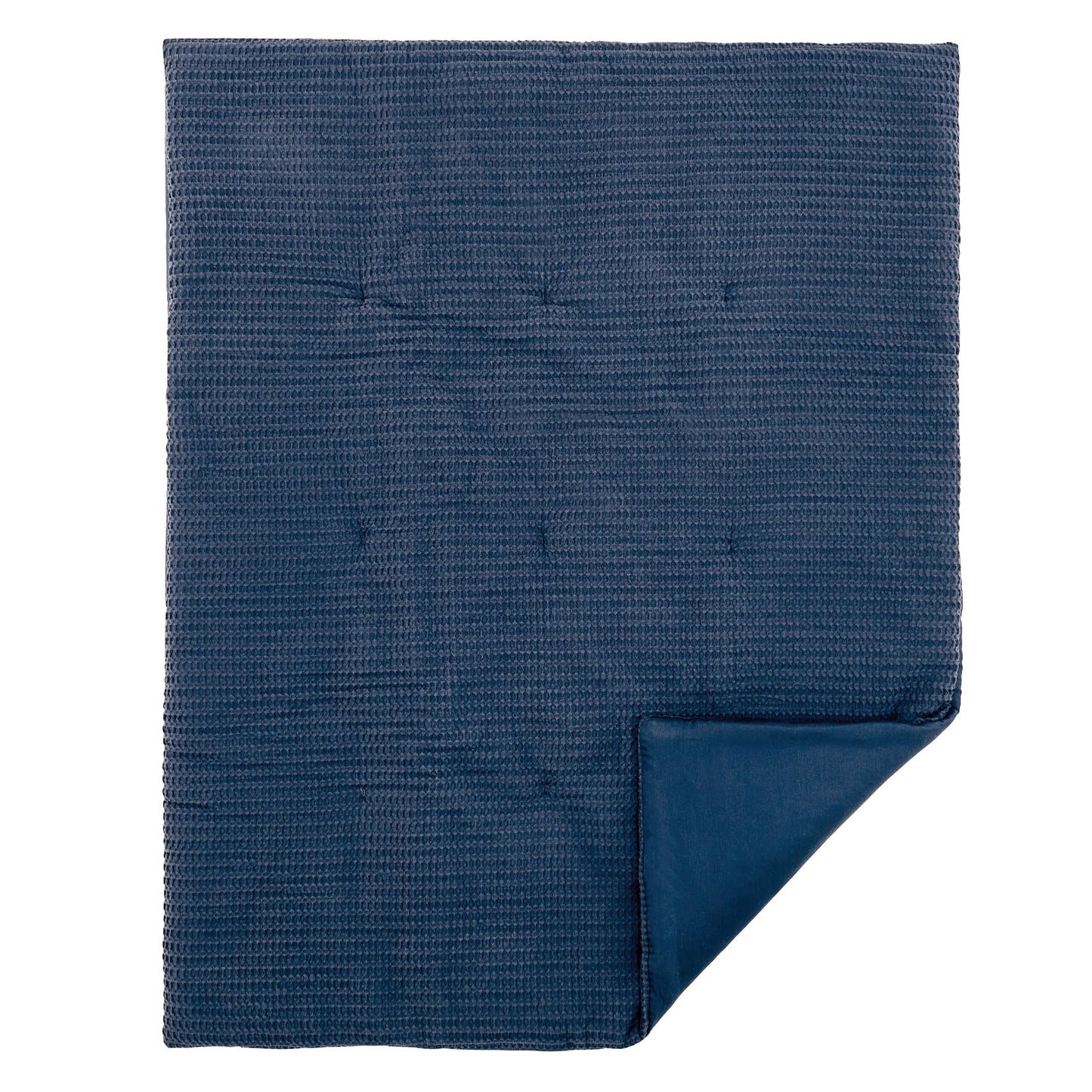 Levtex Baby - Juego de cama para cuna Mills Waffle - Juego de guardería para bebé - Azul marino - Azul marino con textura de gofre - Juego de 4 piezas incluye edredón, sábana ajustable, volante
