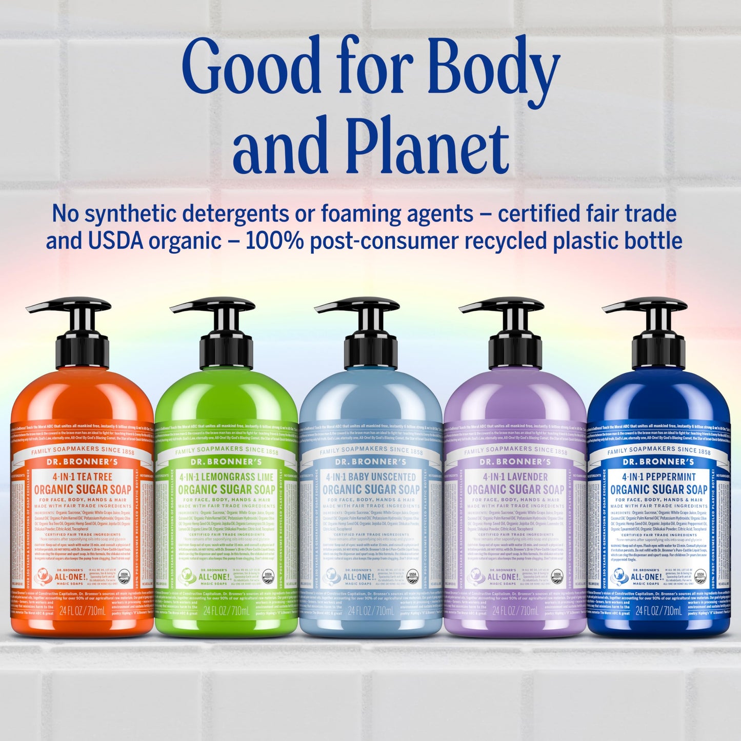 Dr. Bronner's | Jabón líquido de azúcar orgánico, elaborado con aceites vegetales, Shikakai y azúcar, usos 4 en 1: manos, cuerpo, rostro y cabello; limpia, hidrata y nutre - Limoncillo, 1.9 L