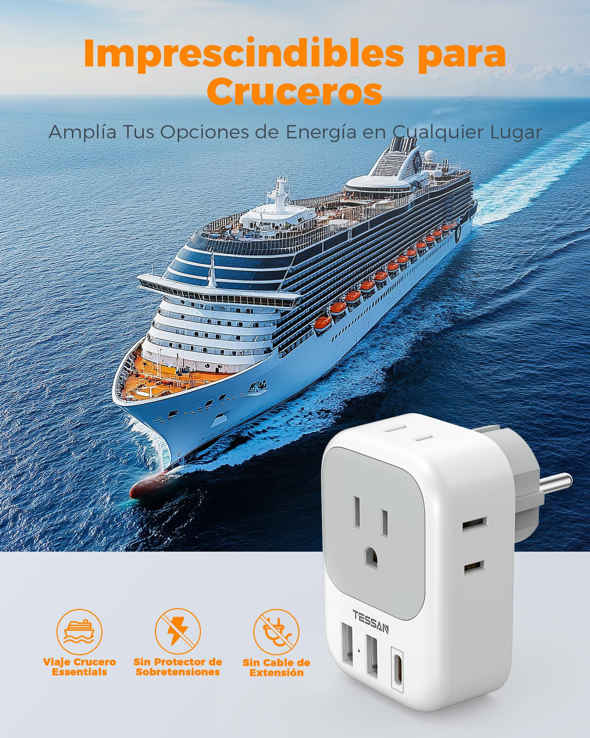 Adaptador de Viaje TESSAN Alemania Francia