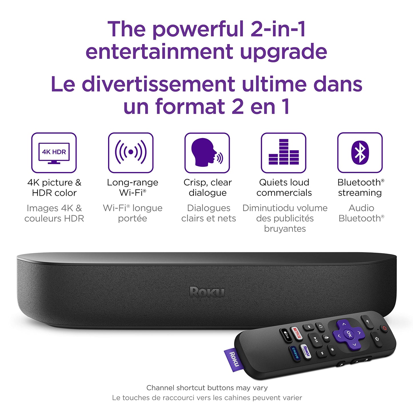 Reproductor Multimedia Roku Streambar Negro con Audio Premium 4K/HD/HDR