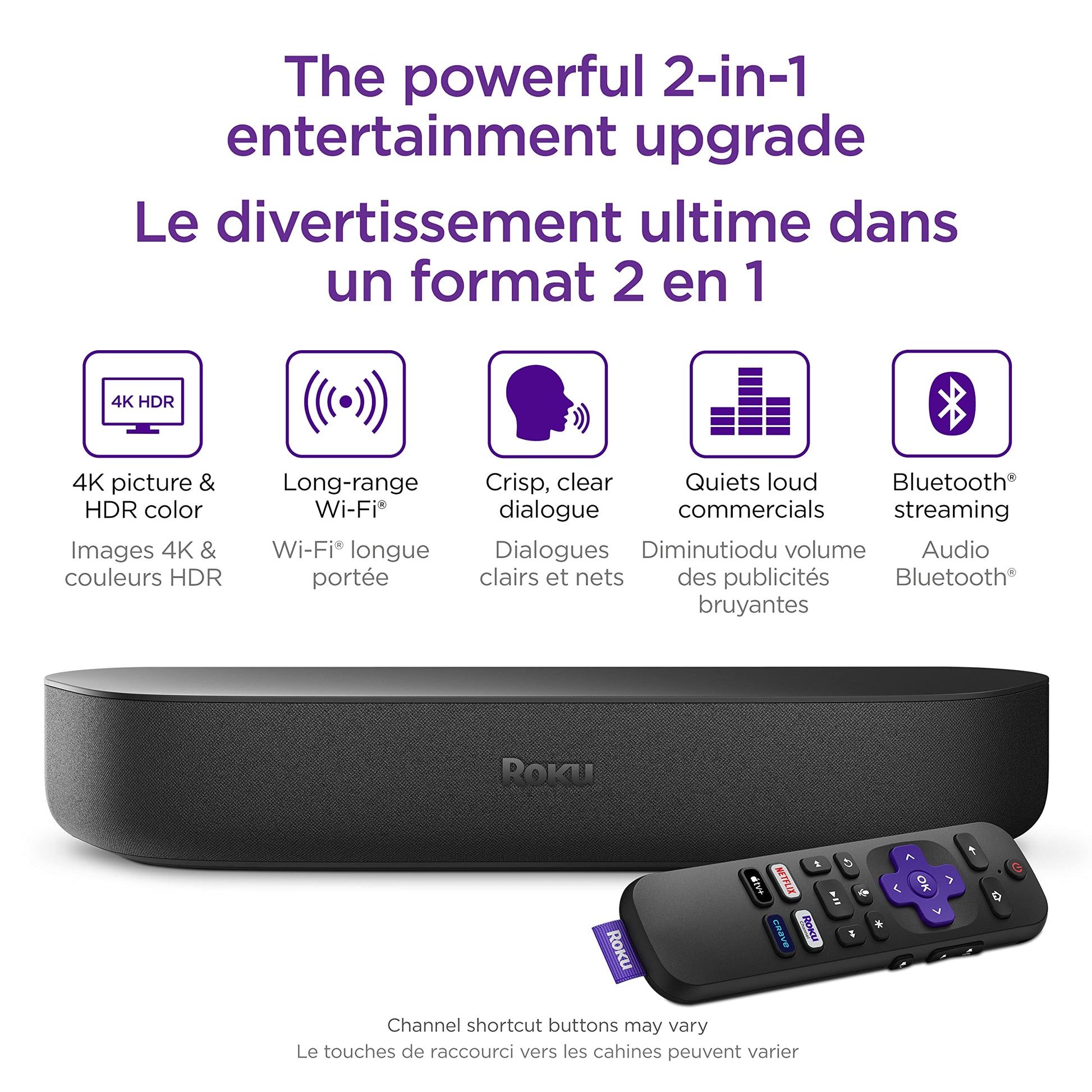 Reproductor Multimedia Roku Streambar Negro con Audio Premium 4K/HD/HDR
