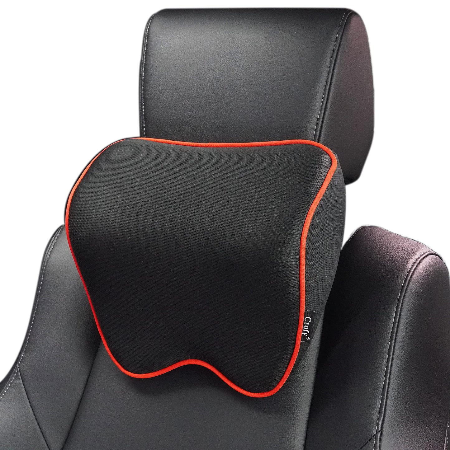 Crofy - Paquete de 2 almohadas para el cuello del coche, suave reposacabezas de coche para conducir con correa ajustable, 100% espuma viscoelástica y funda extraíble transpirable, diseño ergonómico