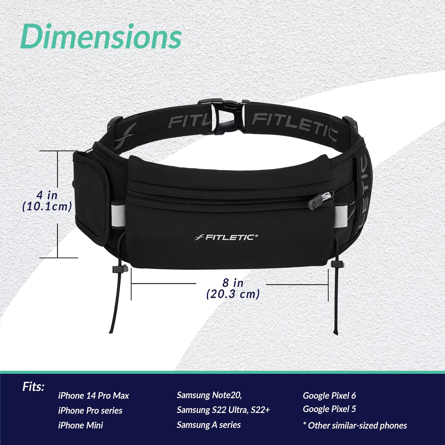 Fitletic cinturón de Running | Libre de Rebote Funda para Marathon único, triatlón, Ironman, Resistencia, Ciclismo, Trail, 10 K, 5 K | Patentado Ultimate II Race Cinturón, Negro/Azul, Talla única