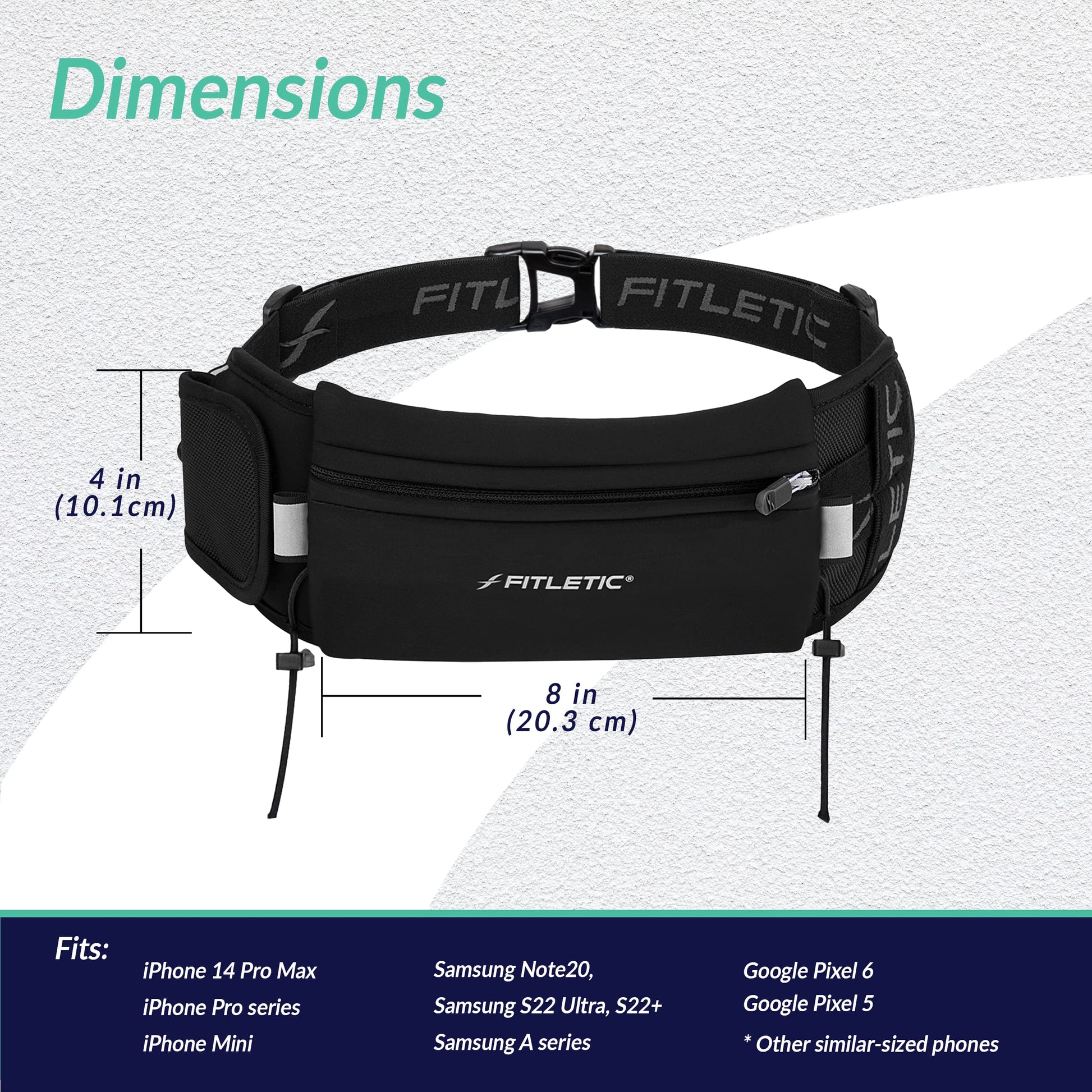 Fitletic cinturón de Running | Libre de Rebote Funda para Marathon único, triatlón, Ironman, Resistencia, Ciclismo, Trail, 10 K, 5 K | Patentado Ultimate II Race Cinturón, Negro/Azul, Talla única