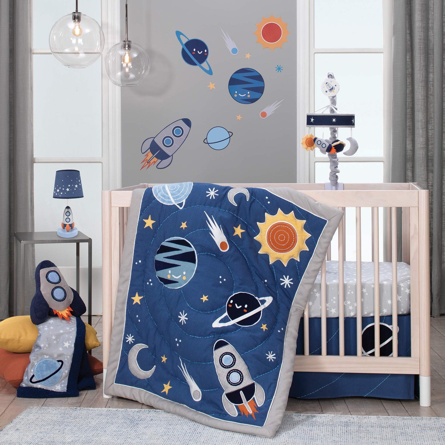Lambs & Ivy Milky Way Changing Pad Cover - Grey, White, Modern, Celestial